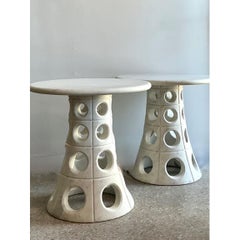 Vintage Italian Marble Cutout Side Tables - A Pair