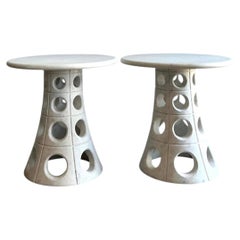 Vintage Italian Marble Cutout Side Tables - A Pair