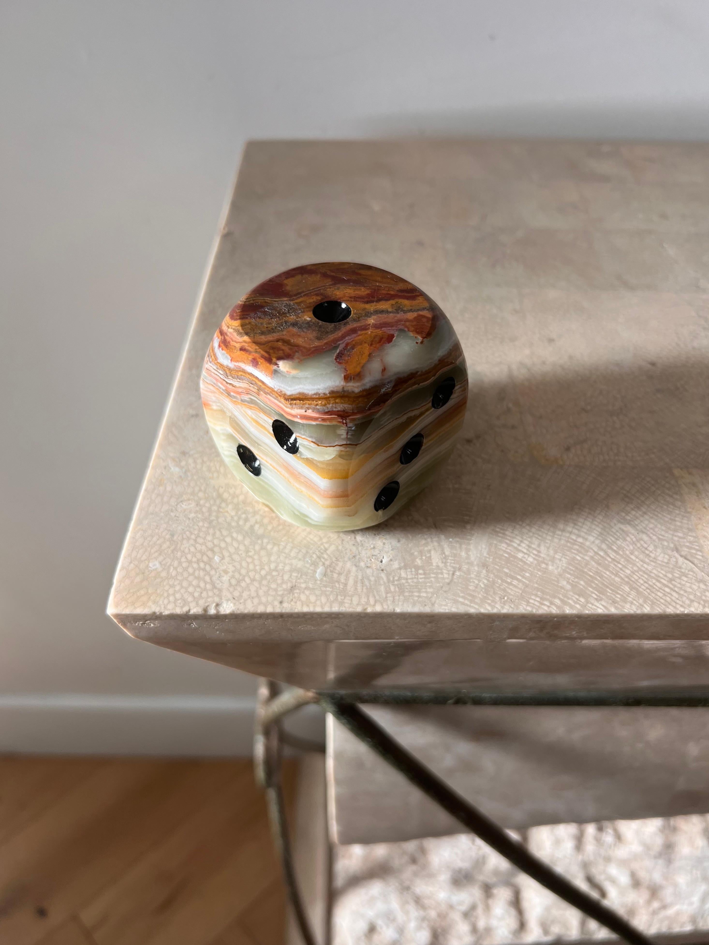 Vintage Italian marble die / dice paperweight, 1960s 5