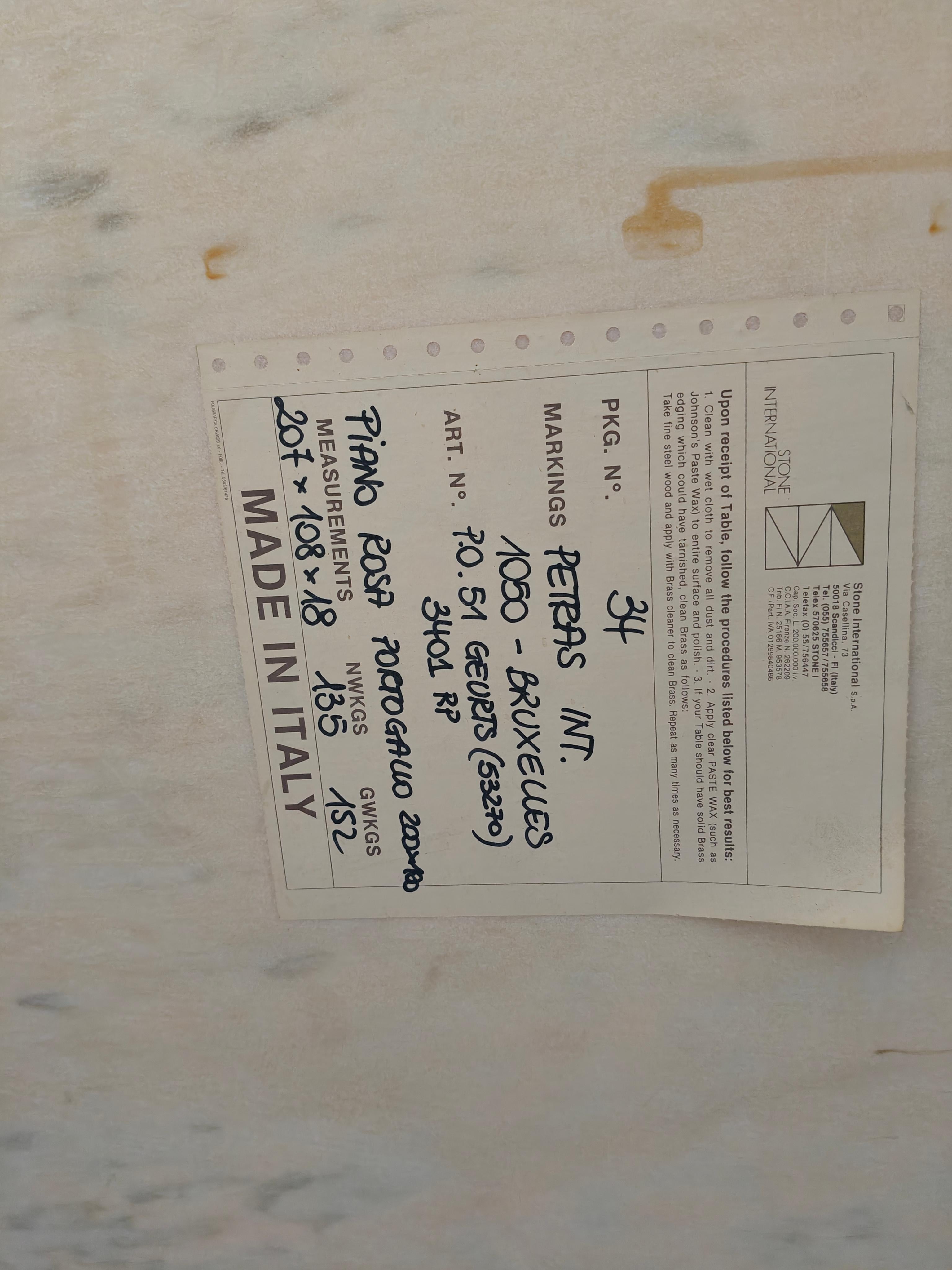 Mid-Century Modern Table de salle à manger vintage en marbre italien, 1970 en vente