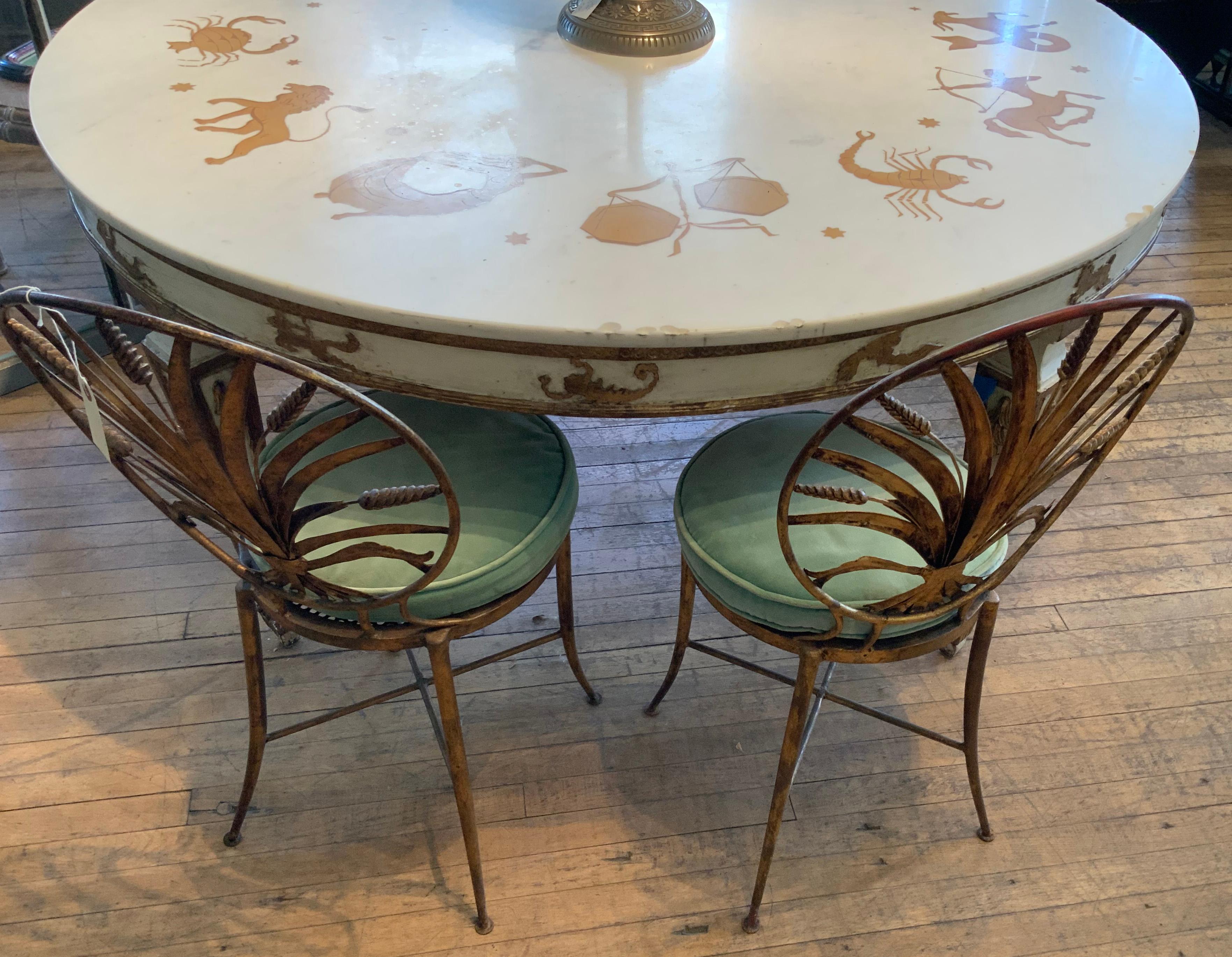 Vintage Italian Marble Dining Table with Inlaid Zodiac Signs 7