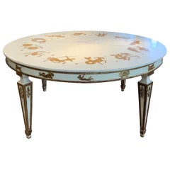 Vintage Italian Marble Dining Table with Inlaid Zodiac Signs