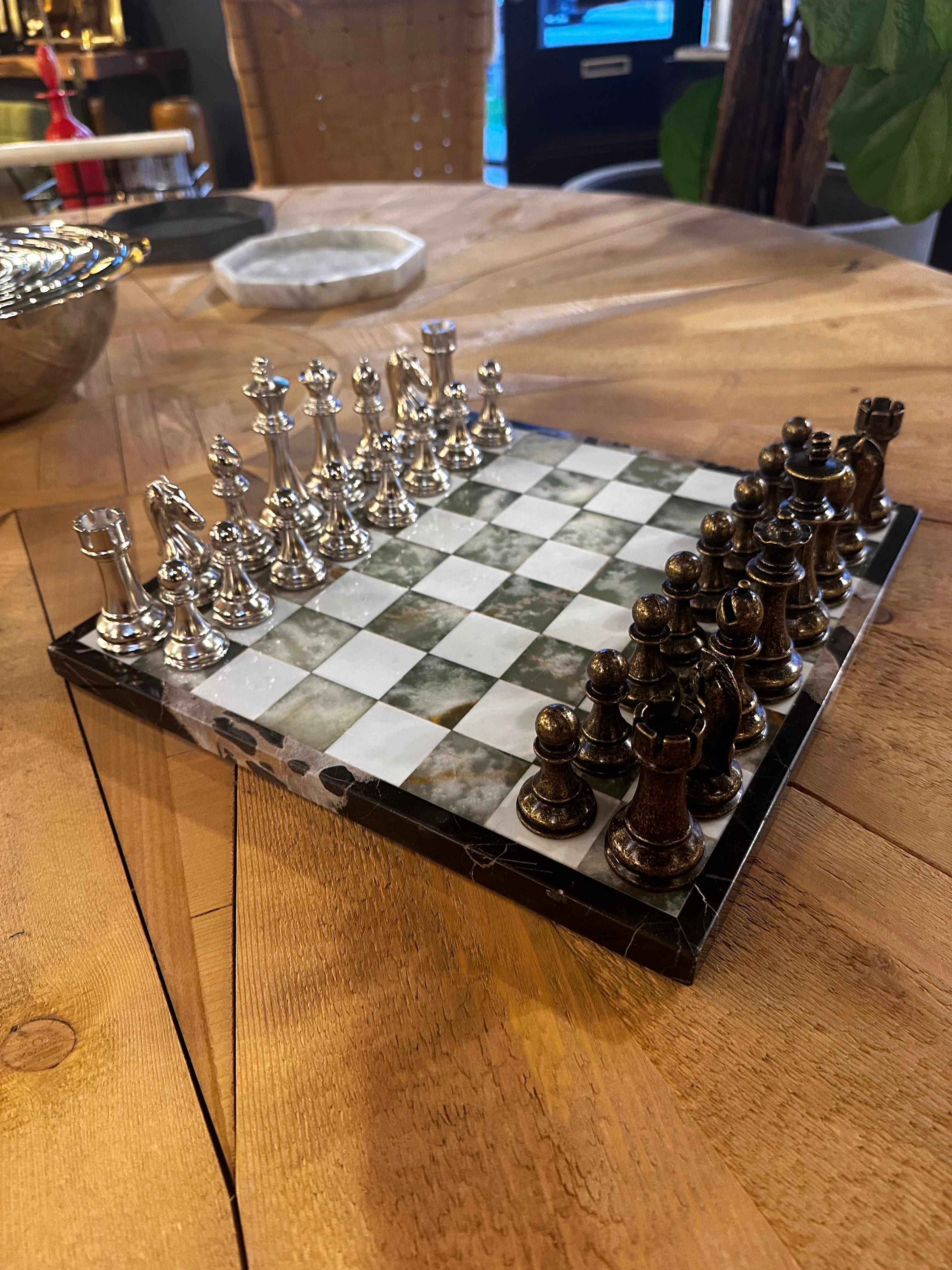 Grandes échecs italiennes vintage en marbre des années 1980 en vente 4