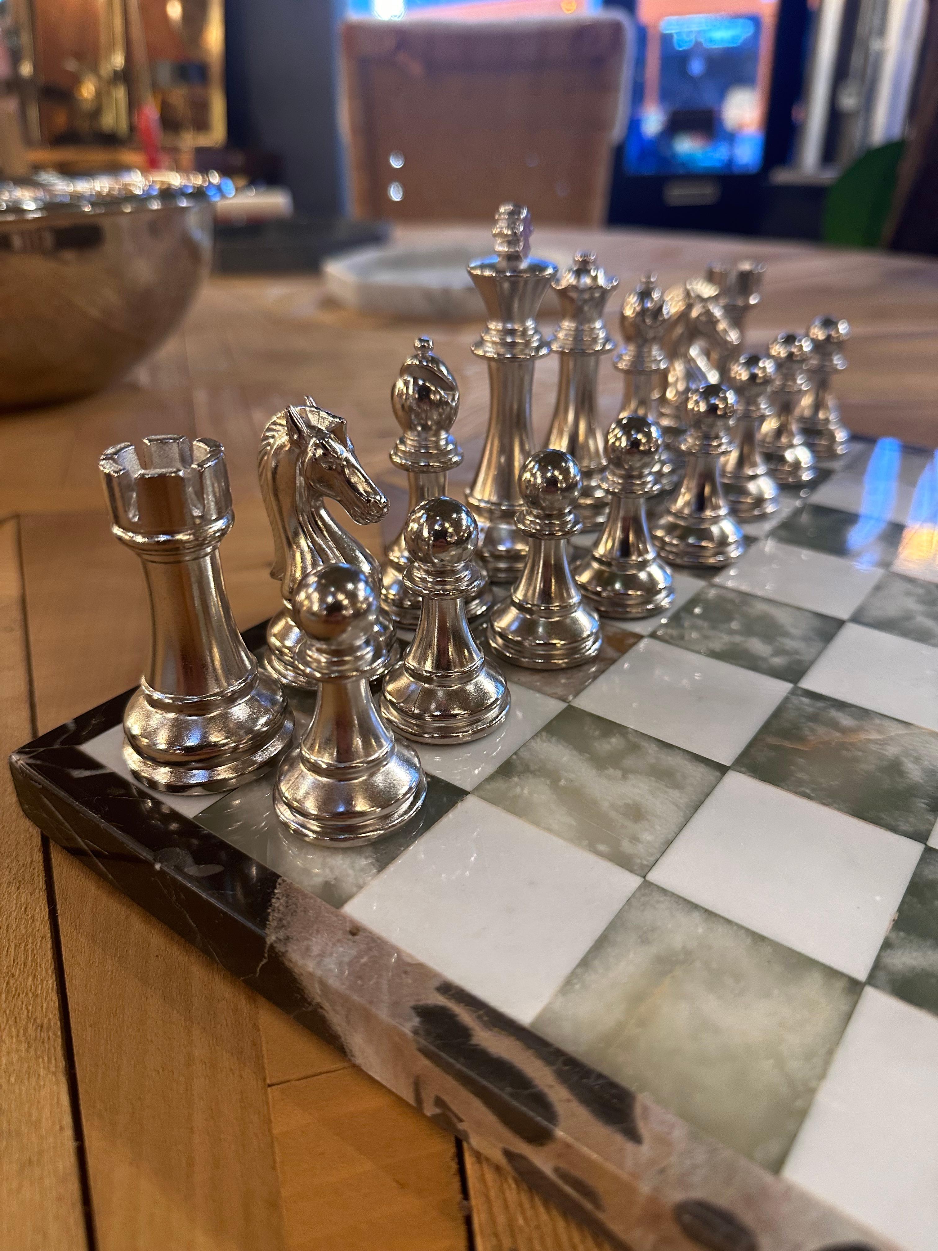 Vintage Italienischer Marmor Großes Schachspiel 1980er im Angebot 5