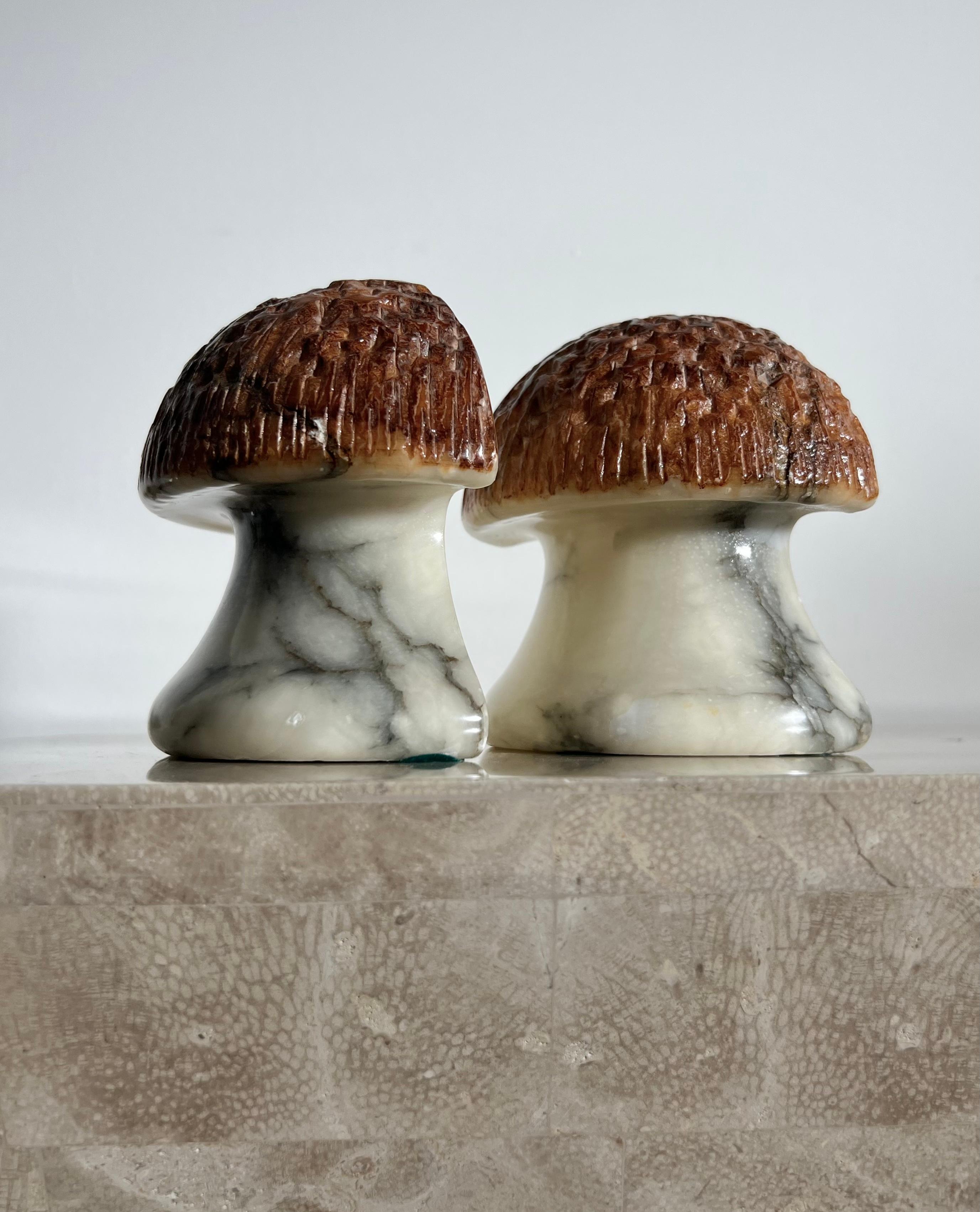 Mid-Century Modern Vintage Italian Marble Mushroom Bookends, 1960s