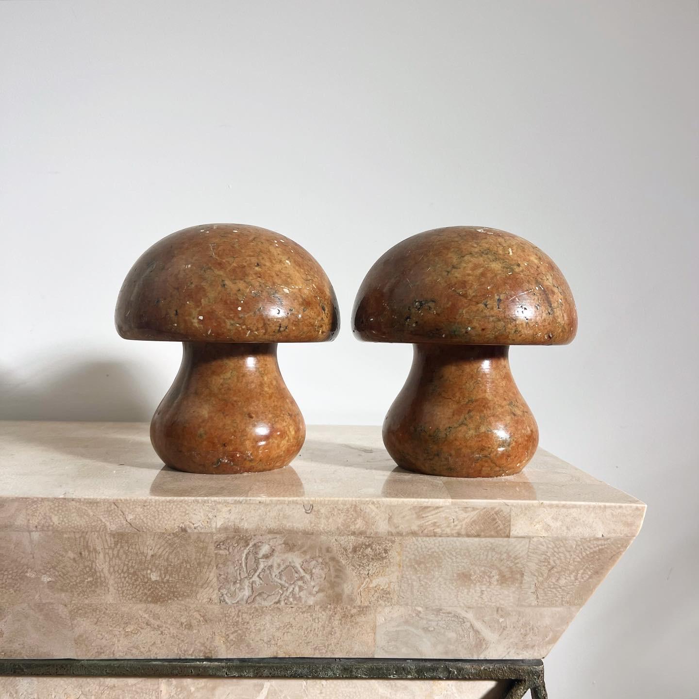 Vintage Italian marble mushroom bookends, 1960s In Good Condition In View Park, CA