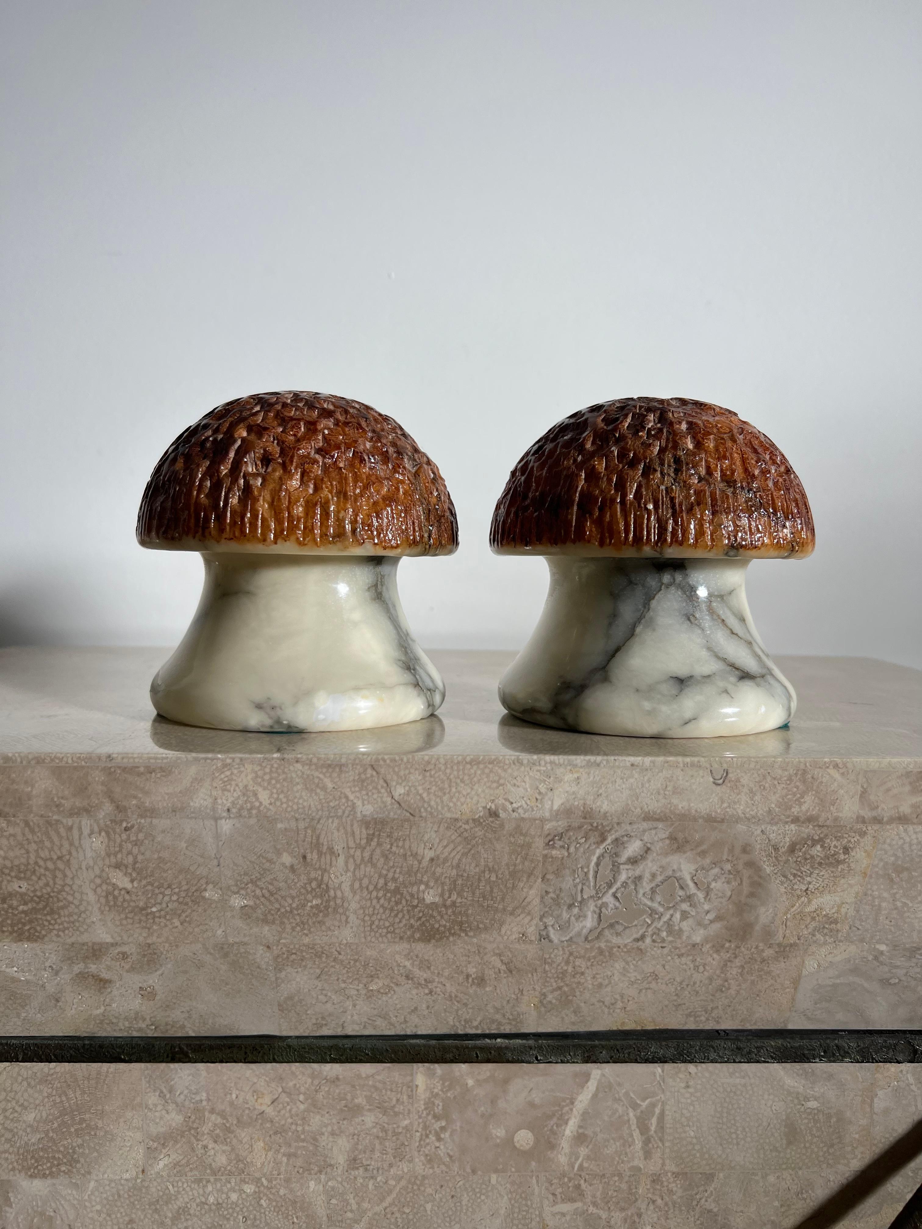 Vintage Italian Marble Mushroom Bookends, 1960s 1