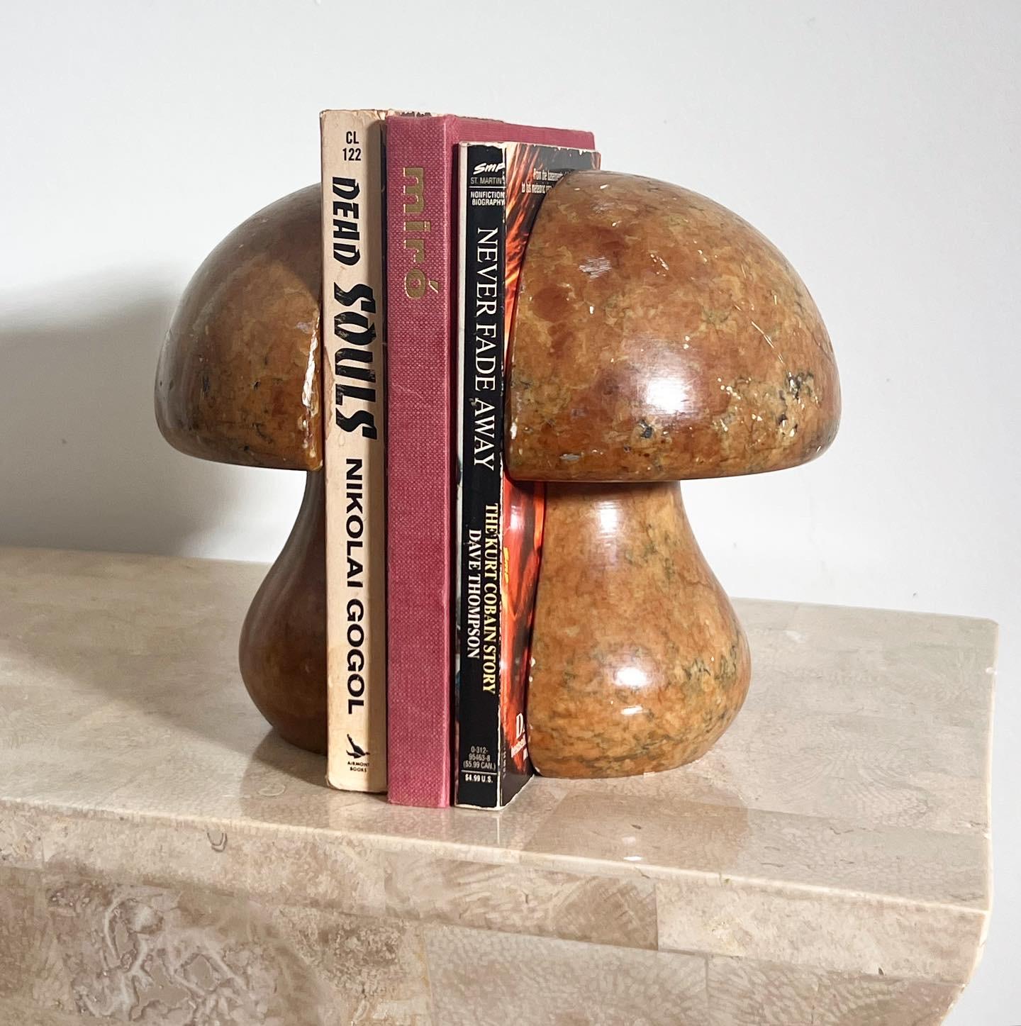 Vintage Italian marble mushroom bookends, 1960s 1