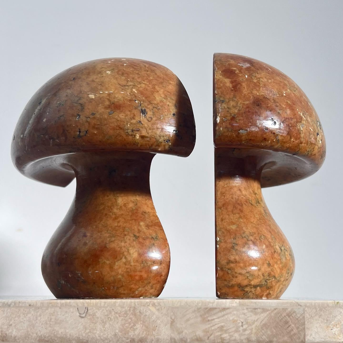 Vintage Italian marble mushroom bookends, 1960s 2