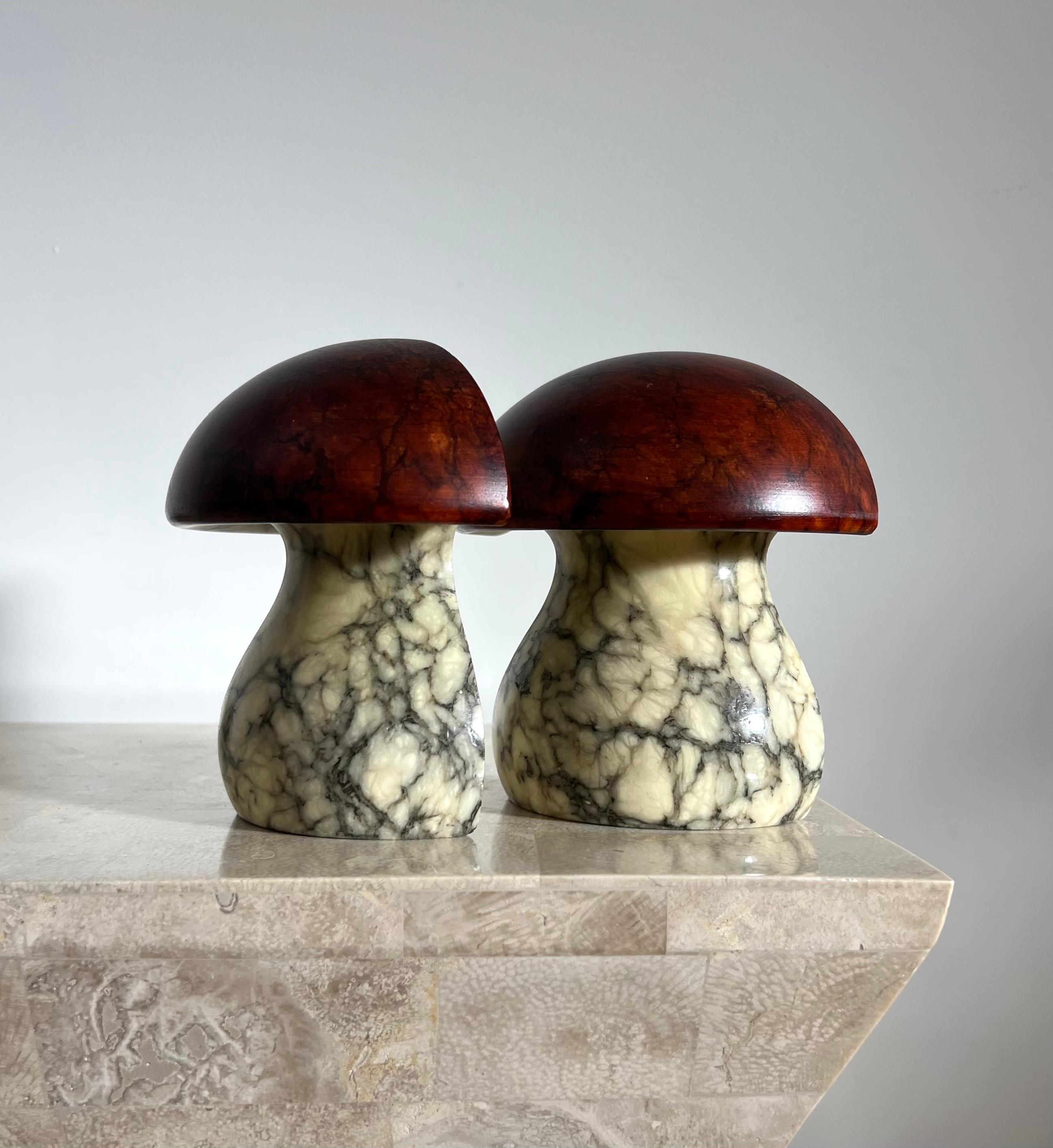 Vintage Italian Marble Mushroom Bookends by Noymer, 1960s 3