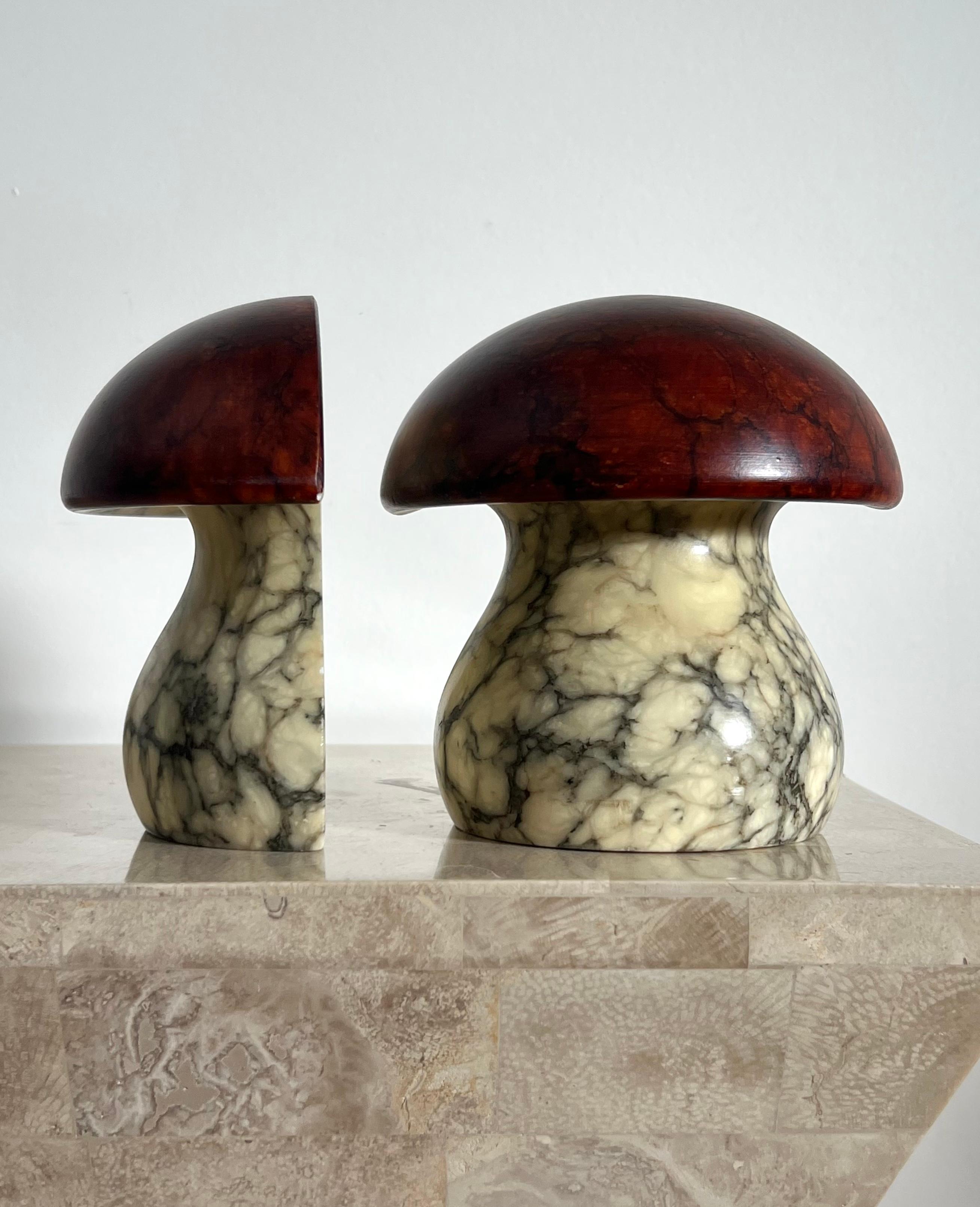 Vintage Italian Marble Mushroom Bookends by Noymer, 1960s 8