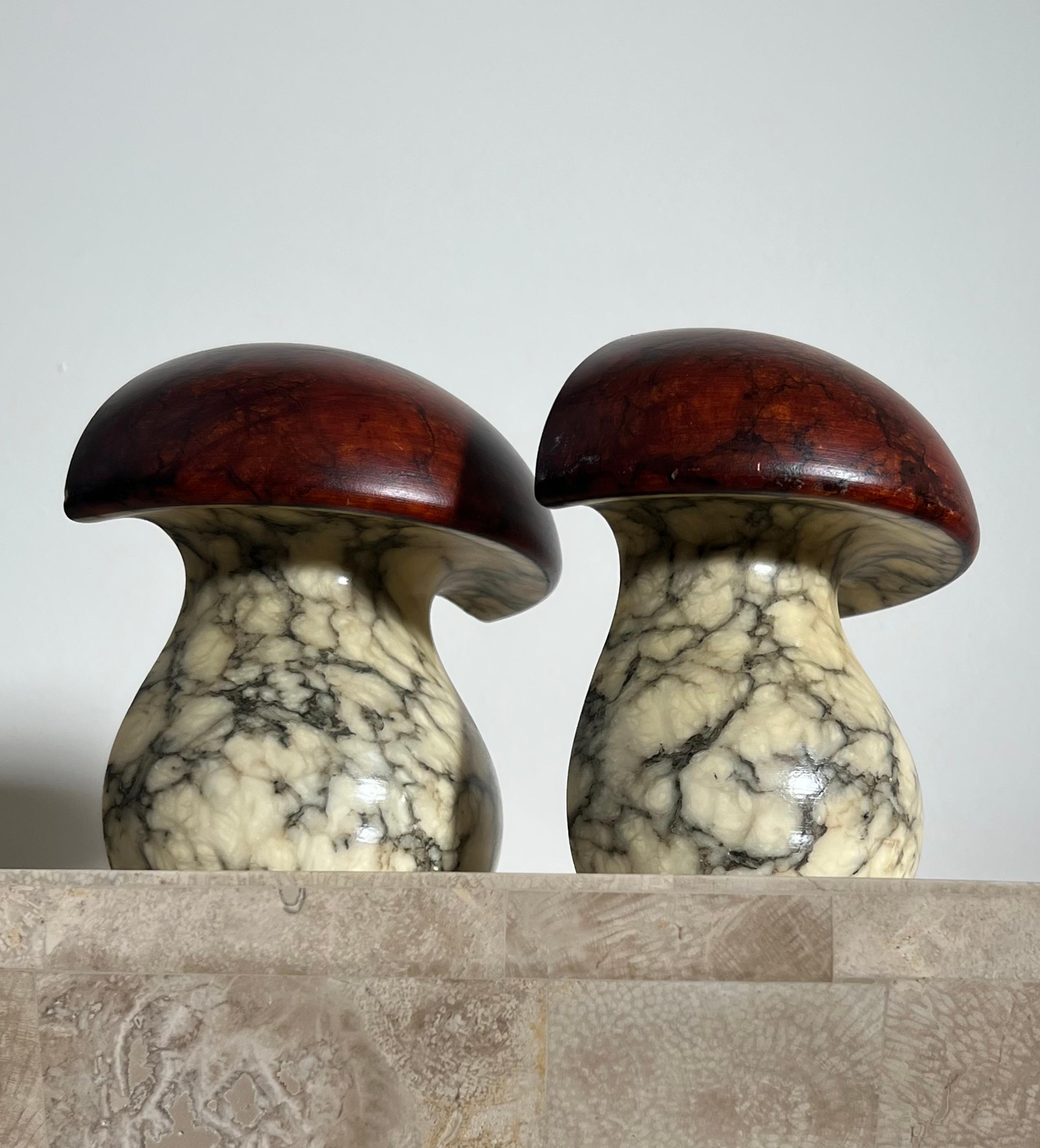 Vintage Italian Marble Mushroom Bookends by Noymer, 1960s 9