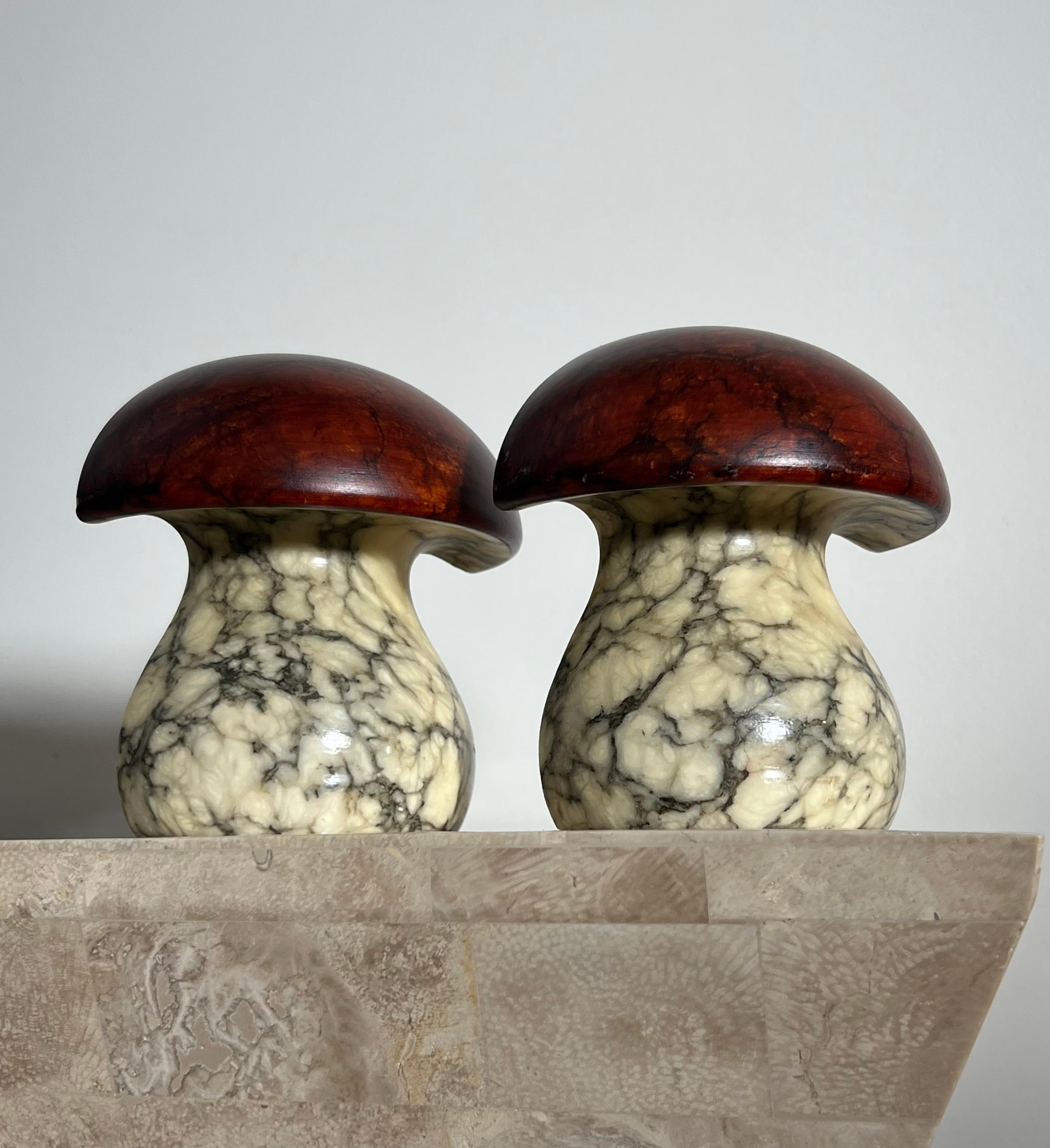 Mid-Century Modern Vintage Italian Marble Mushroom Bookends by Noymer, 1960s