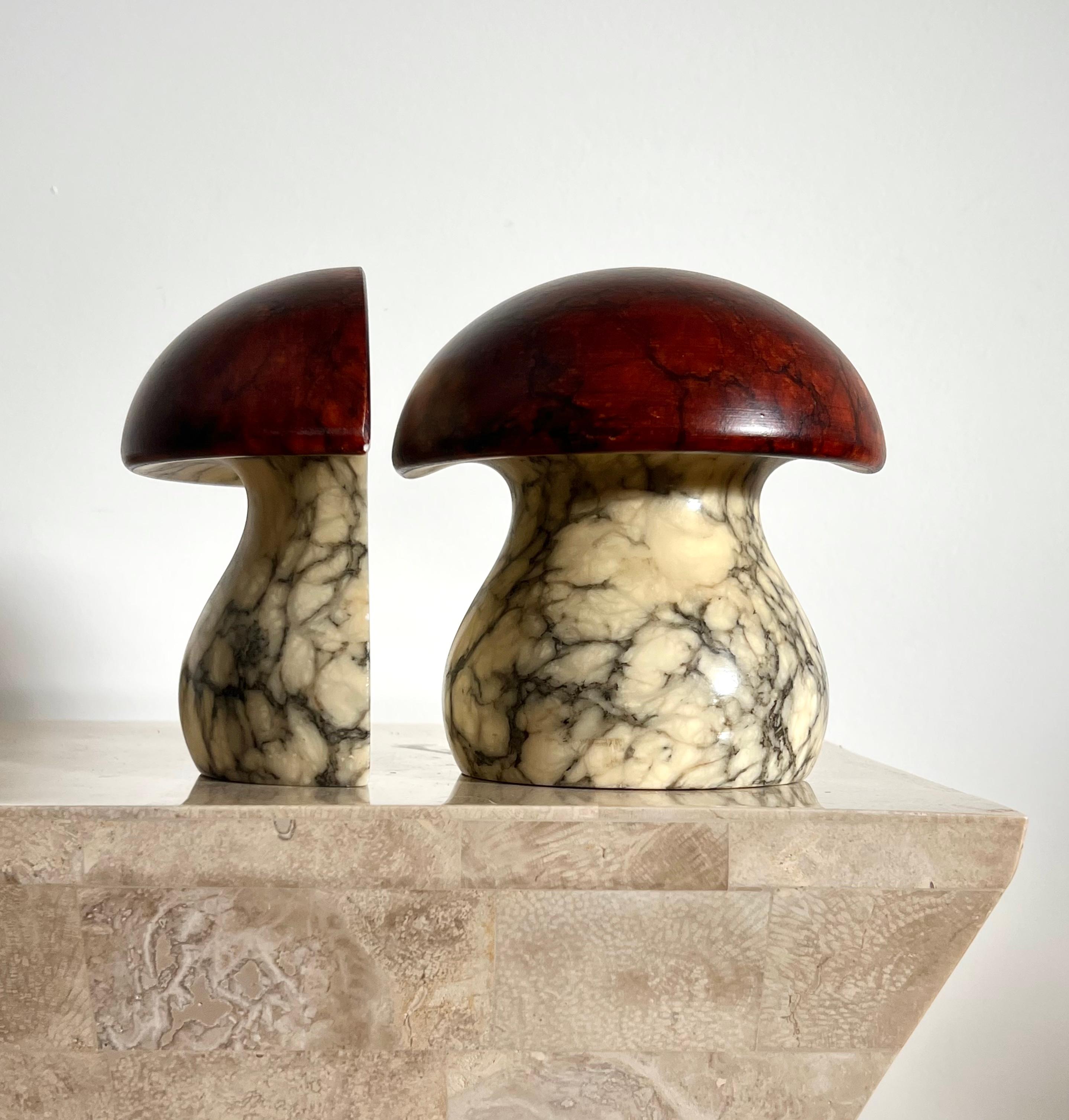 Mid-20th Century Vintage Italian Marble Mushroom Bookends by Noymer, 1960s