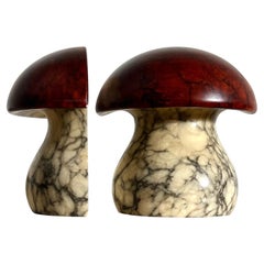 Vintage Italian Marble Mushroom Bookends by Noymer, 1960s