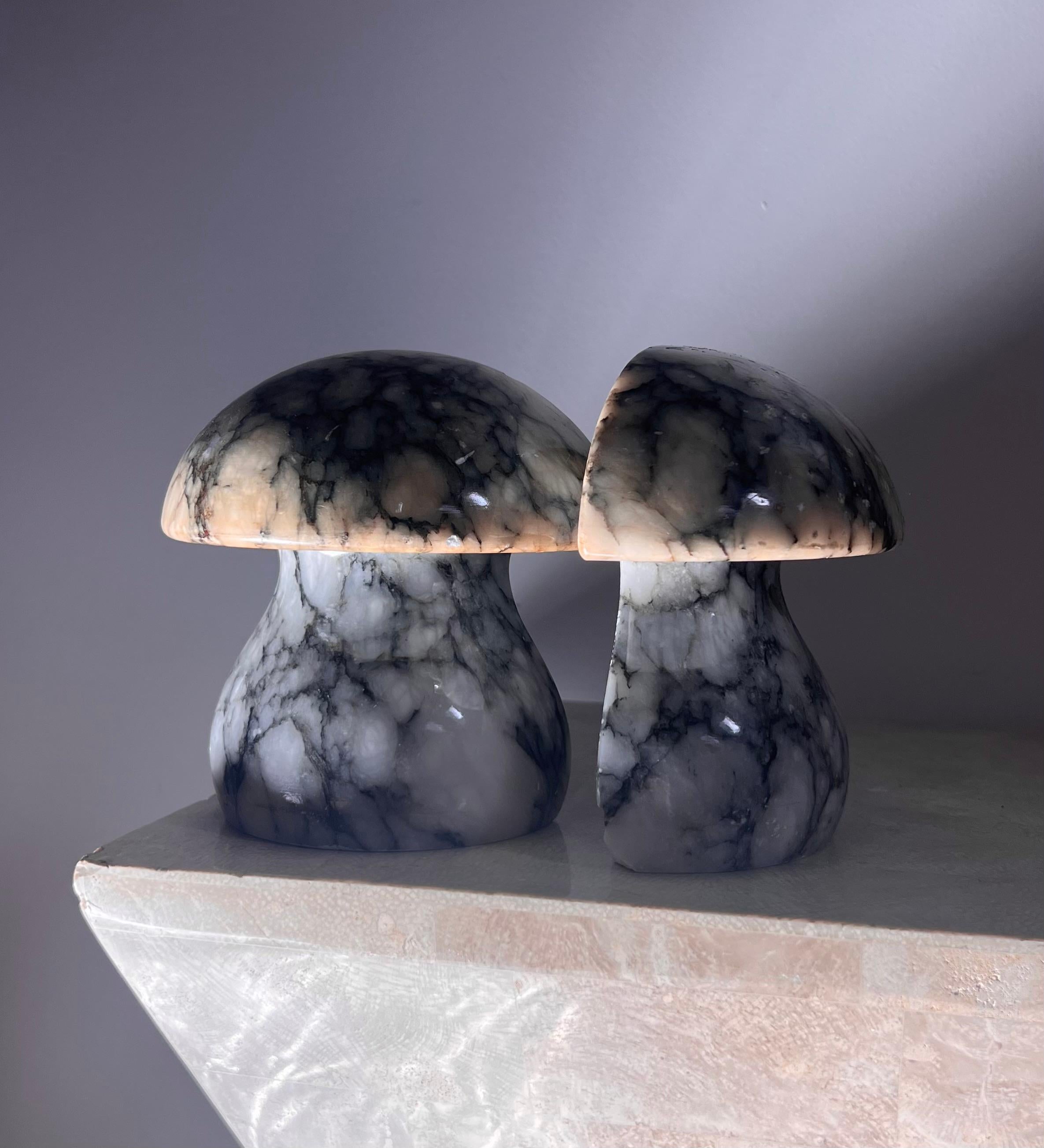 Vintage Italian marble mushroom bookends by Noymer, circa 1960 6