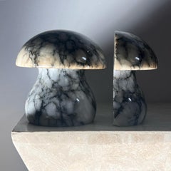 Vintage Italian marble mushroom bookends by Noymer, circa 1960