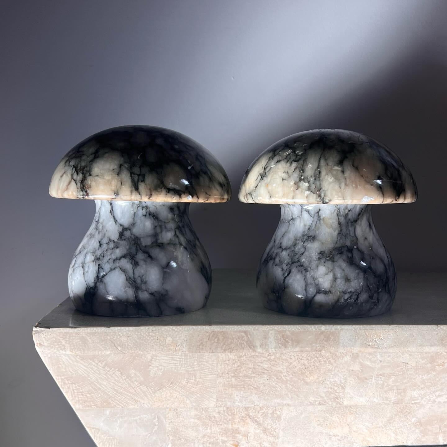 Hand-Carved Vintage Italian marble mushroom bookends by Noymer, circa 1960
