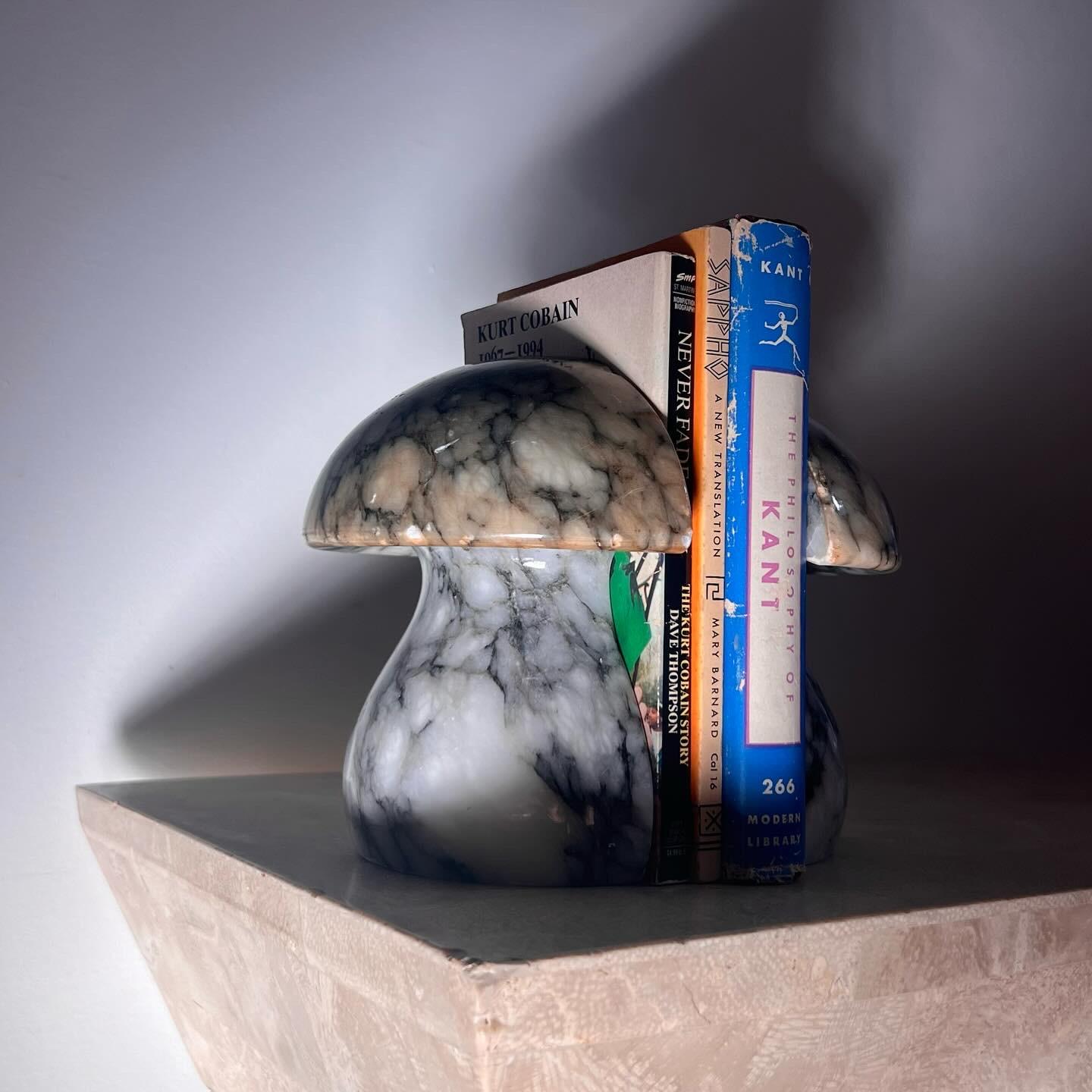 Marble Vintage Italian marble mushroom bookends by Noymer, circa 1960