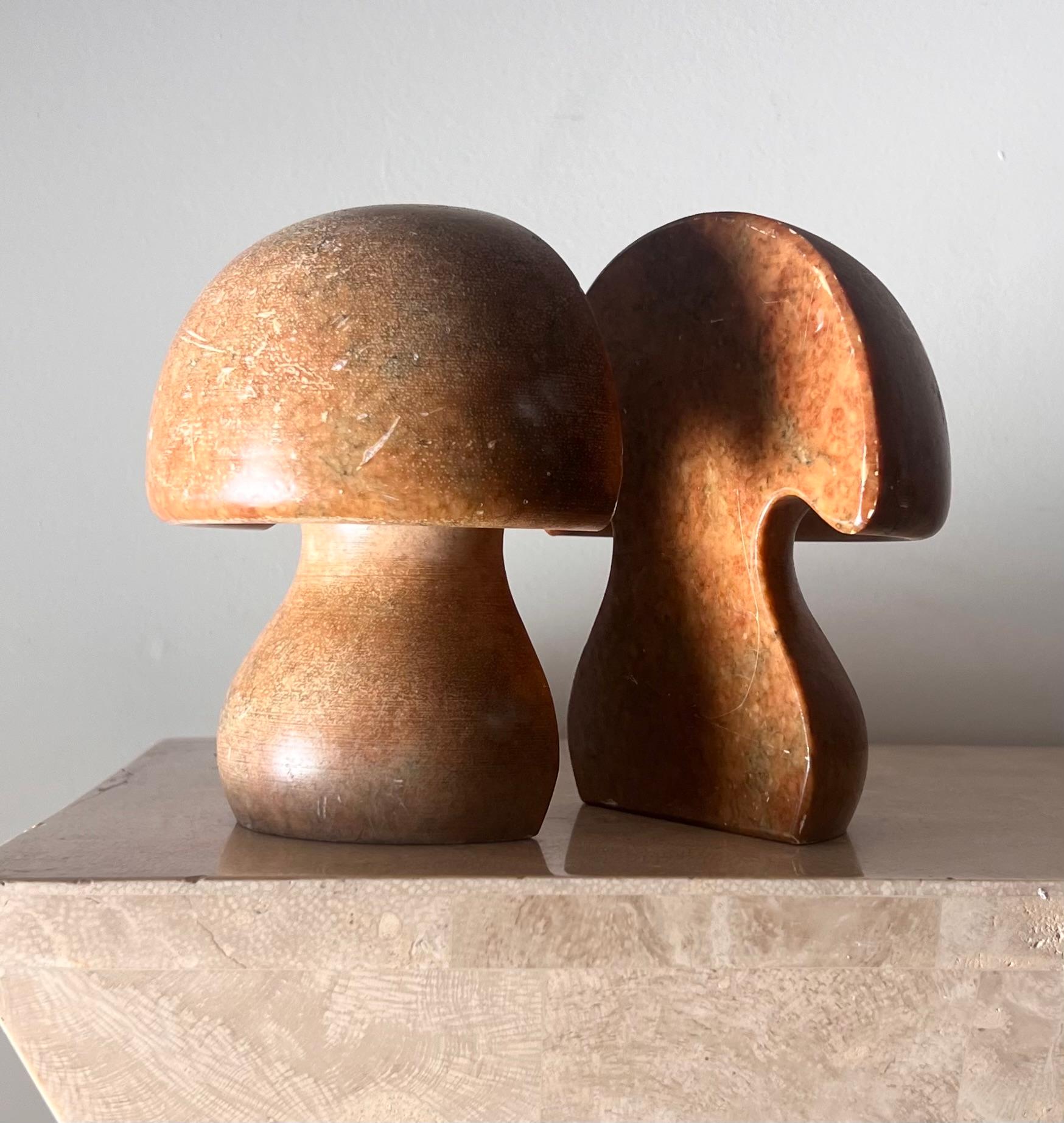 Vintage Italian marble mushroom bookends, circa 1960 3