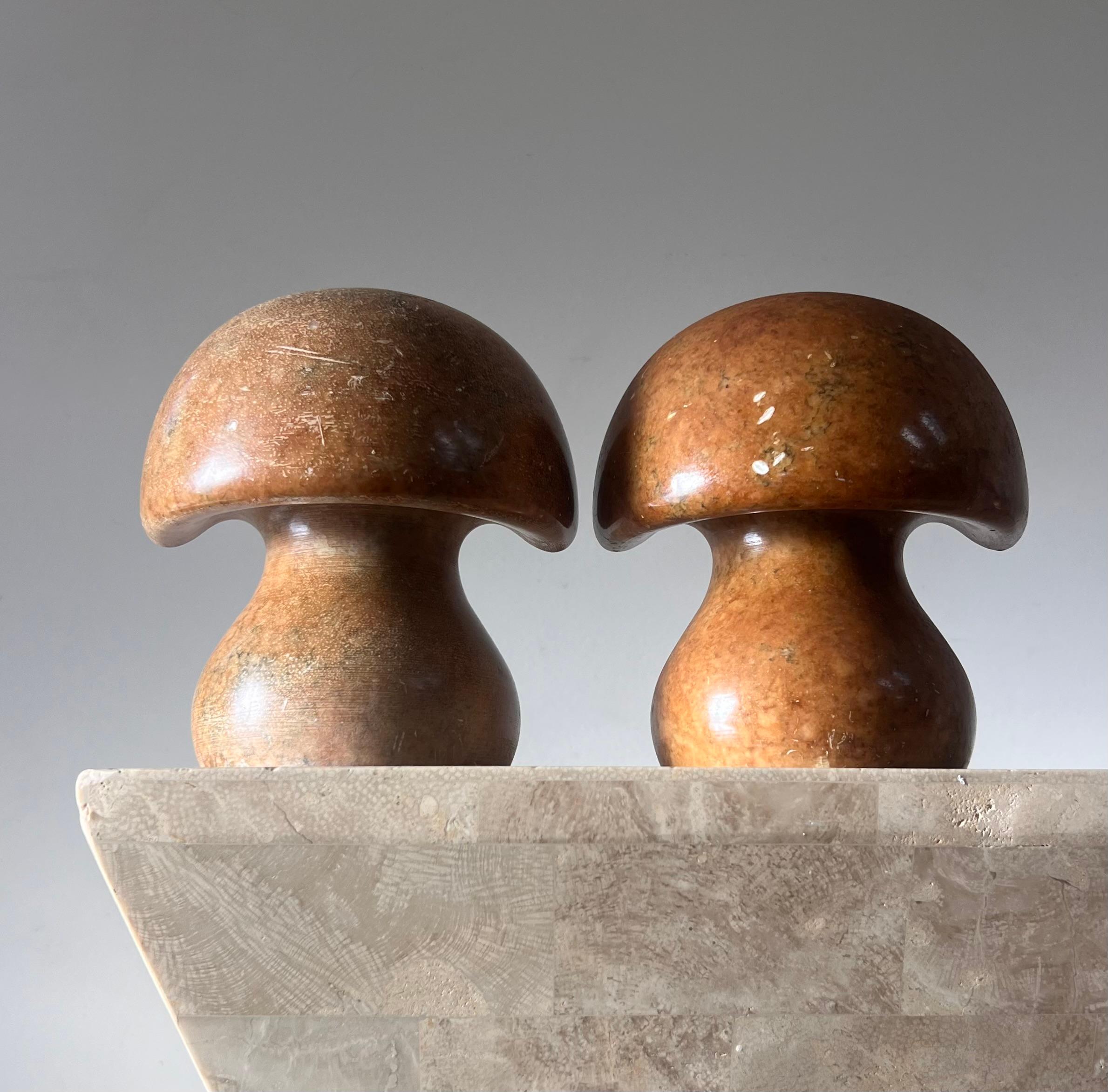 Vintage Italian marble mushroom bookends, circa 1960 4