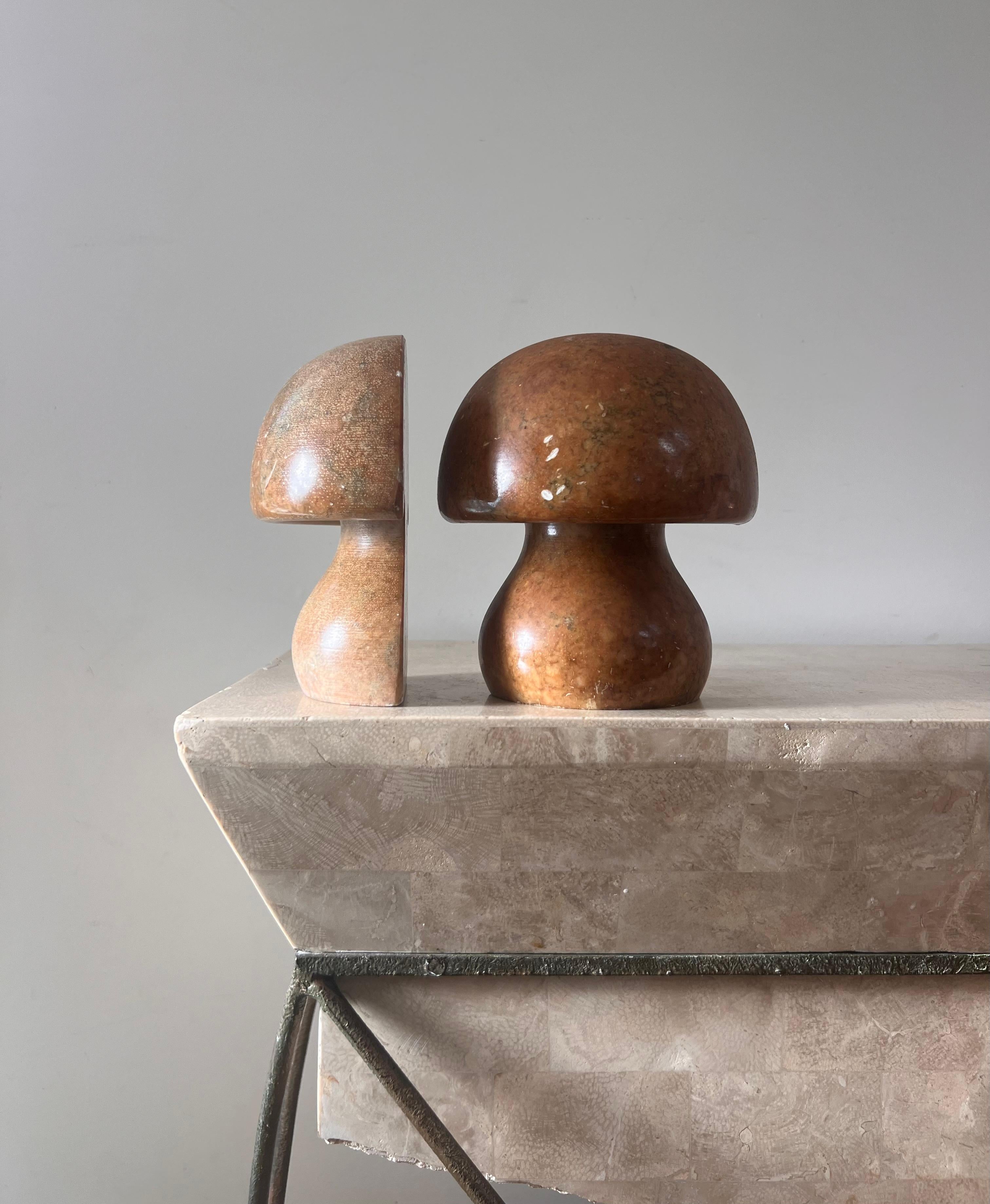 Vintage Italian marble mushroom bookends, circa 1960 6