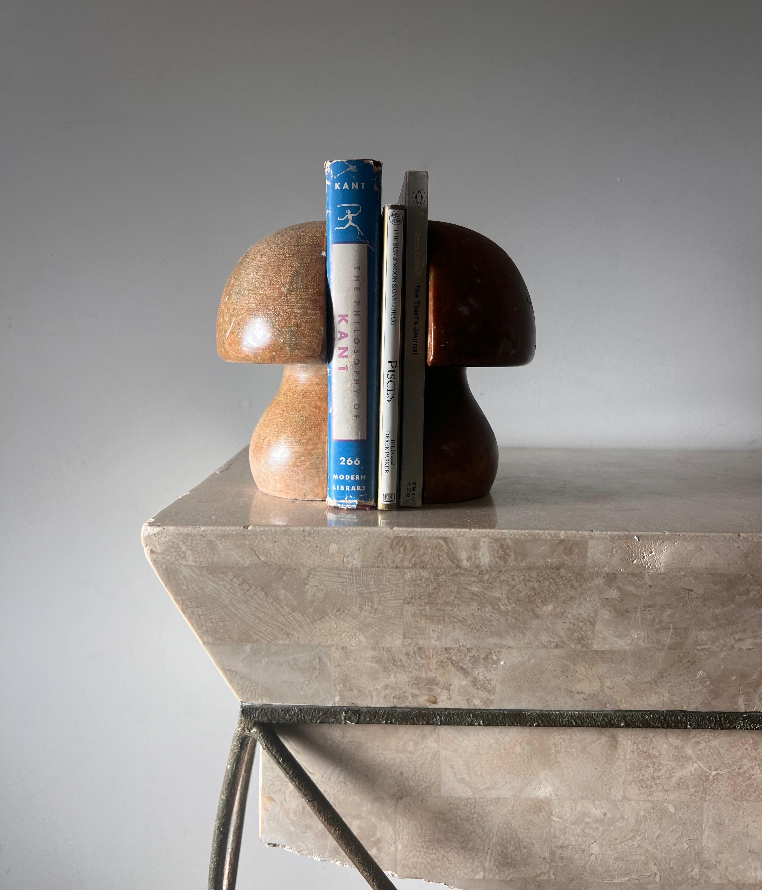 Vintage Italian marble mushroom bookends, circa 1960 7
