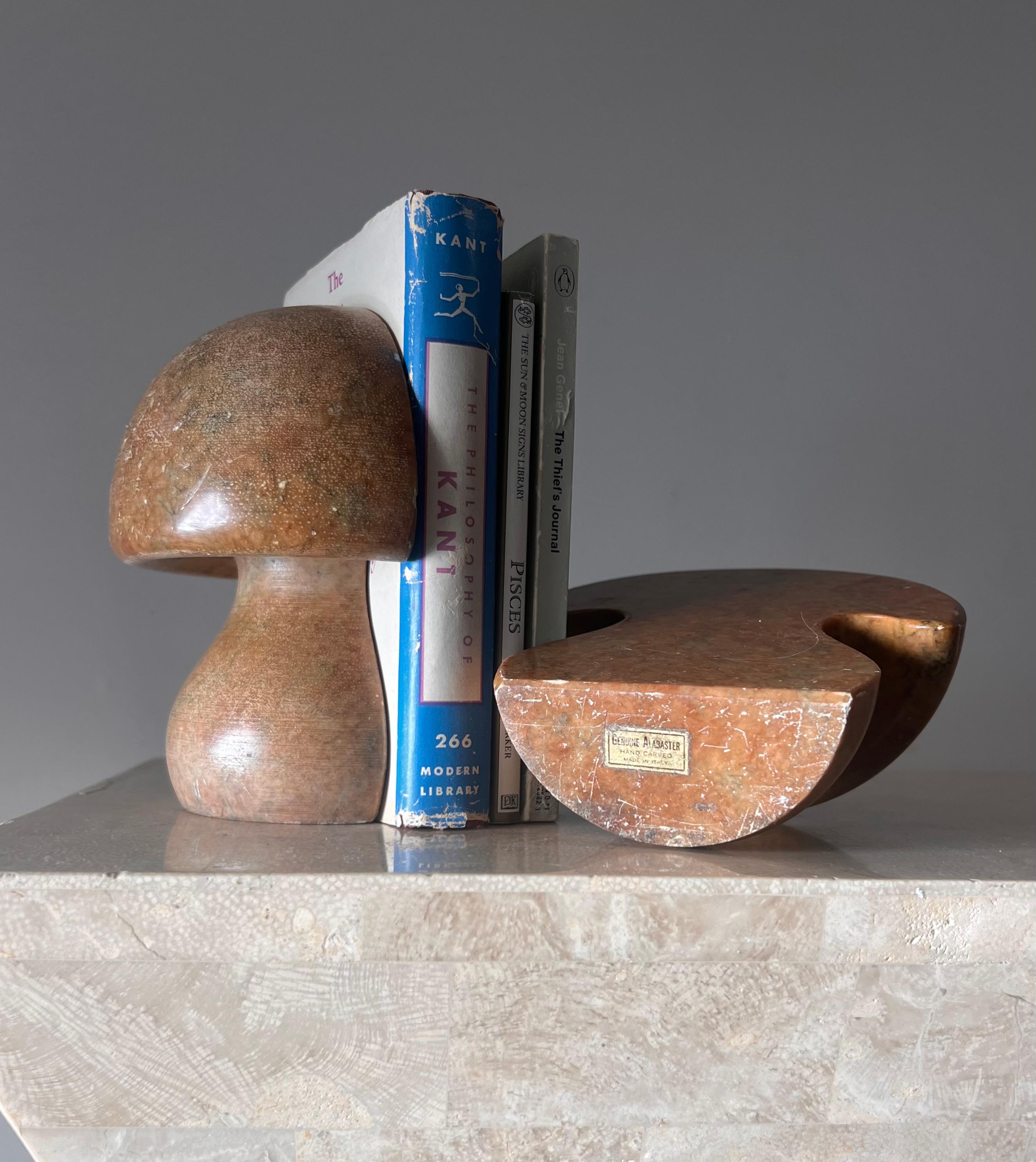 Mid-Century Modern Vintage Italian marble mushroom bookends, circa 1960