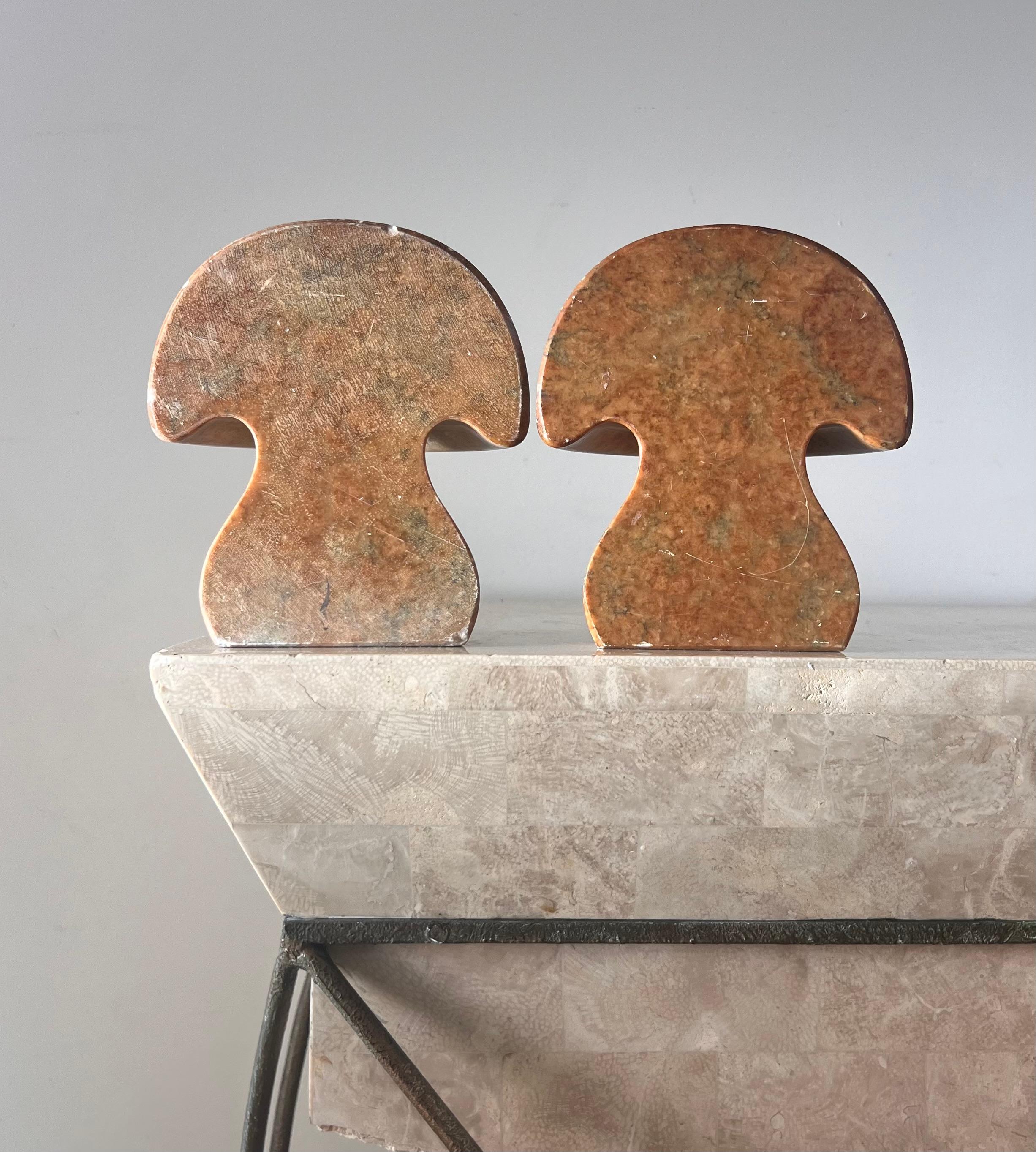 20th Century Vintage Italian marble mushroom bookends, circa 1960
