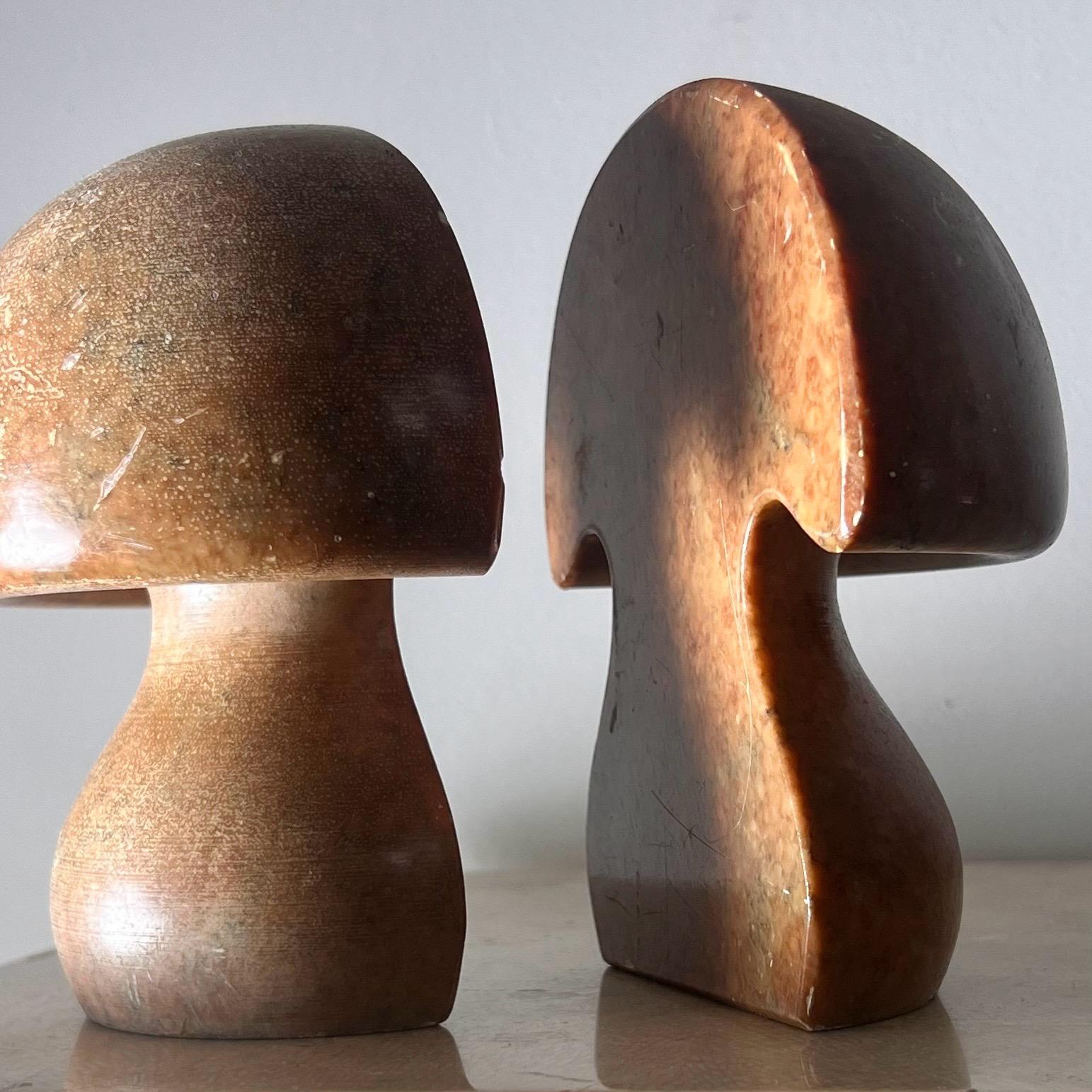 Vintage Italian marble mushroom bookends, circa 1960 1