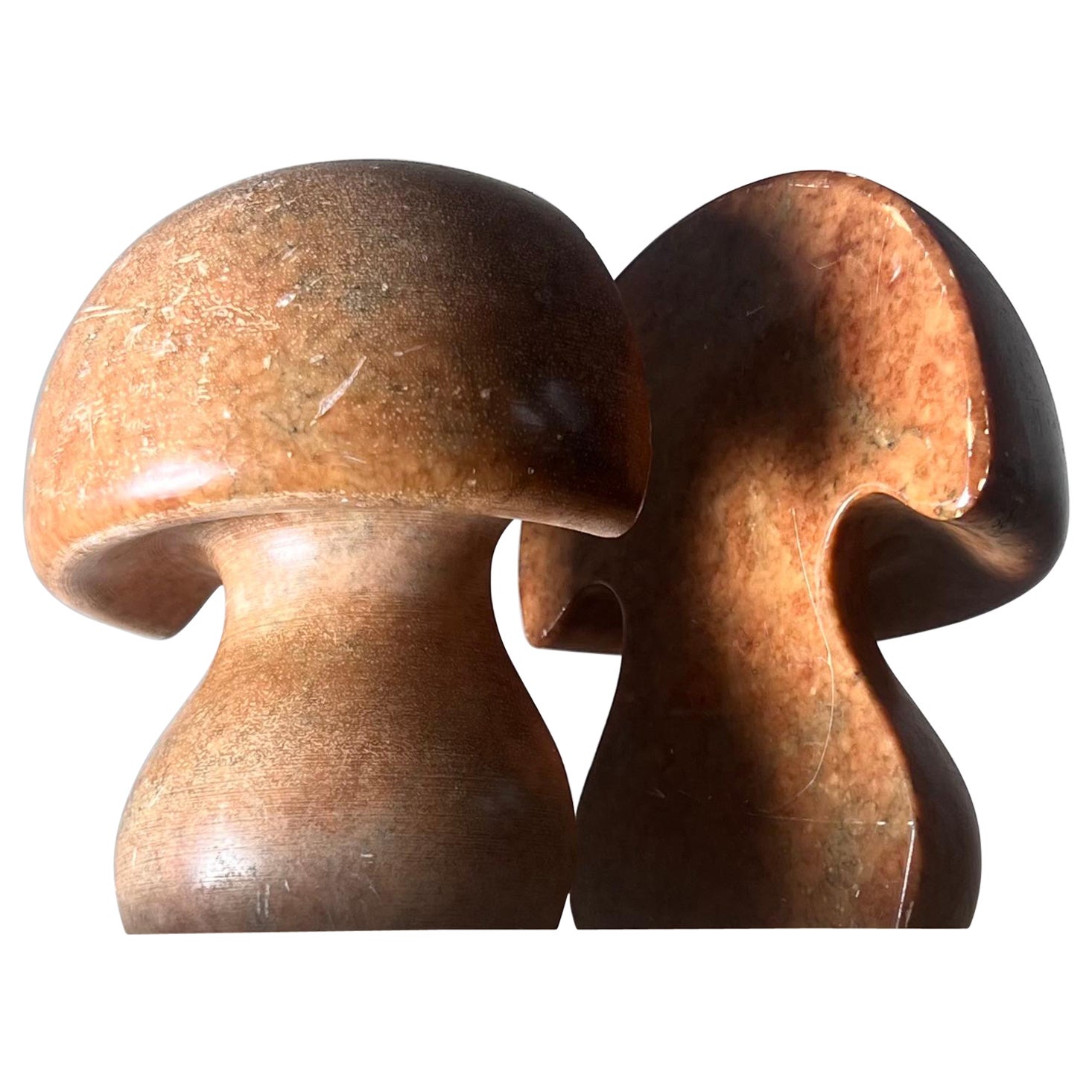 Vintage Italian marble mushroom bookends, circa 1960