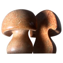 Vintage Italian marble mushroom bookends, circa 1960