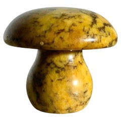 Vintage Italian Marble Mushroom Objet / Paperweight in Saffron Yellow, 1960s