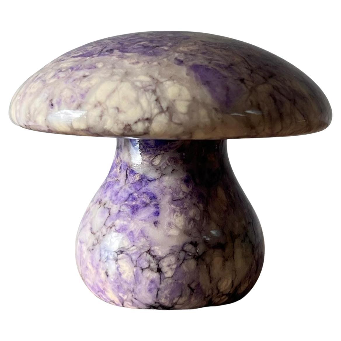 Vintage Italian marble mushroom paperweight in lavender, 1960s For Sale