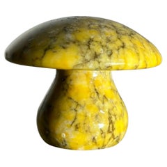 Vintage Italian Marble Mushroom Paperweight in Saffron Yellow, 1960s