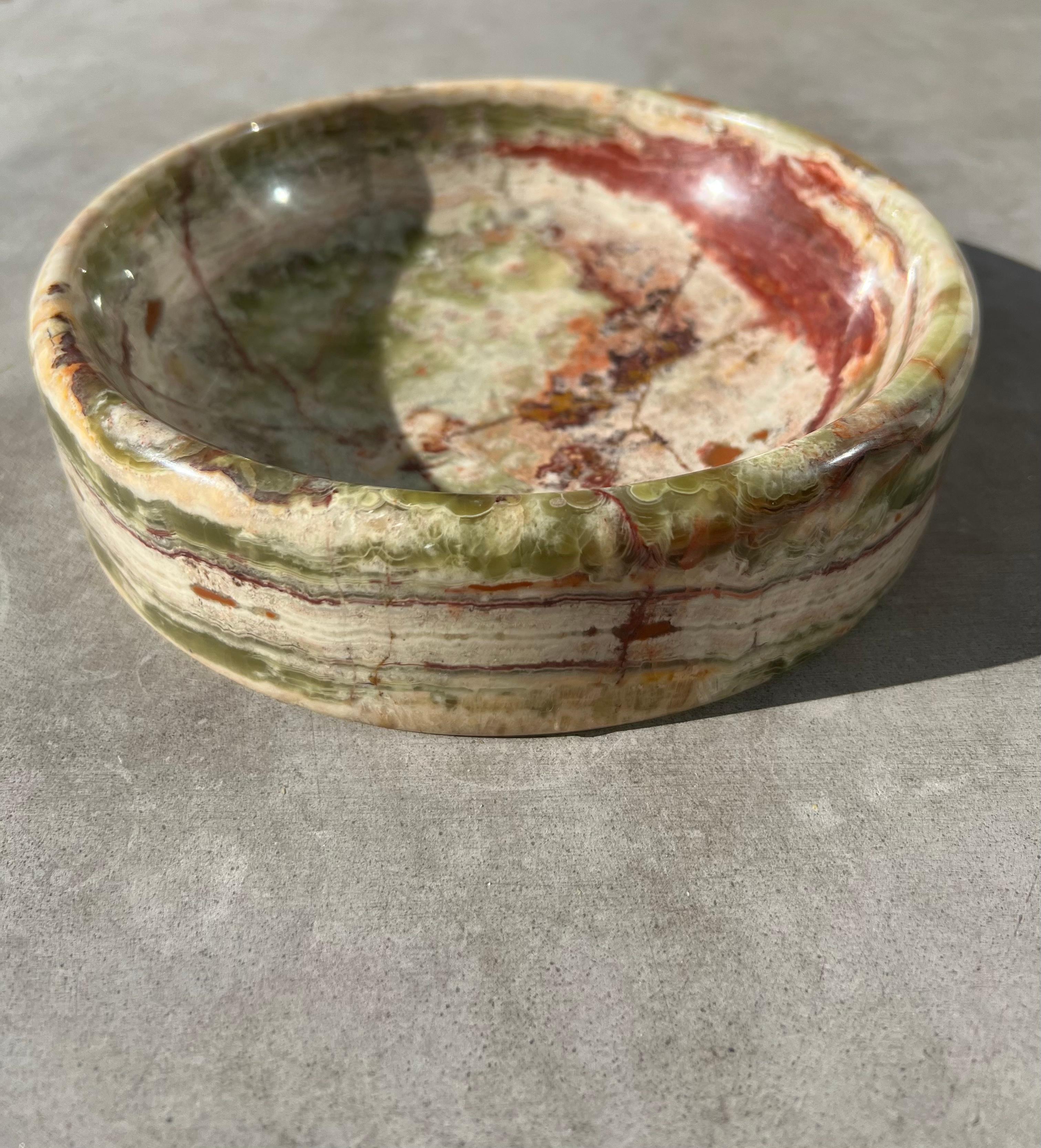 Large Vintage Italian marble onyx fruit bowl / catchall, 1960s 4