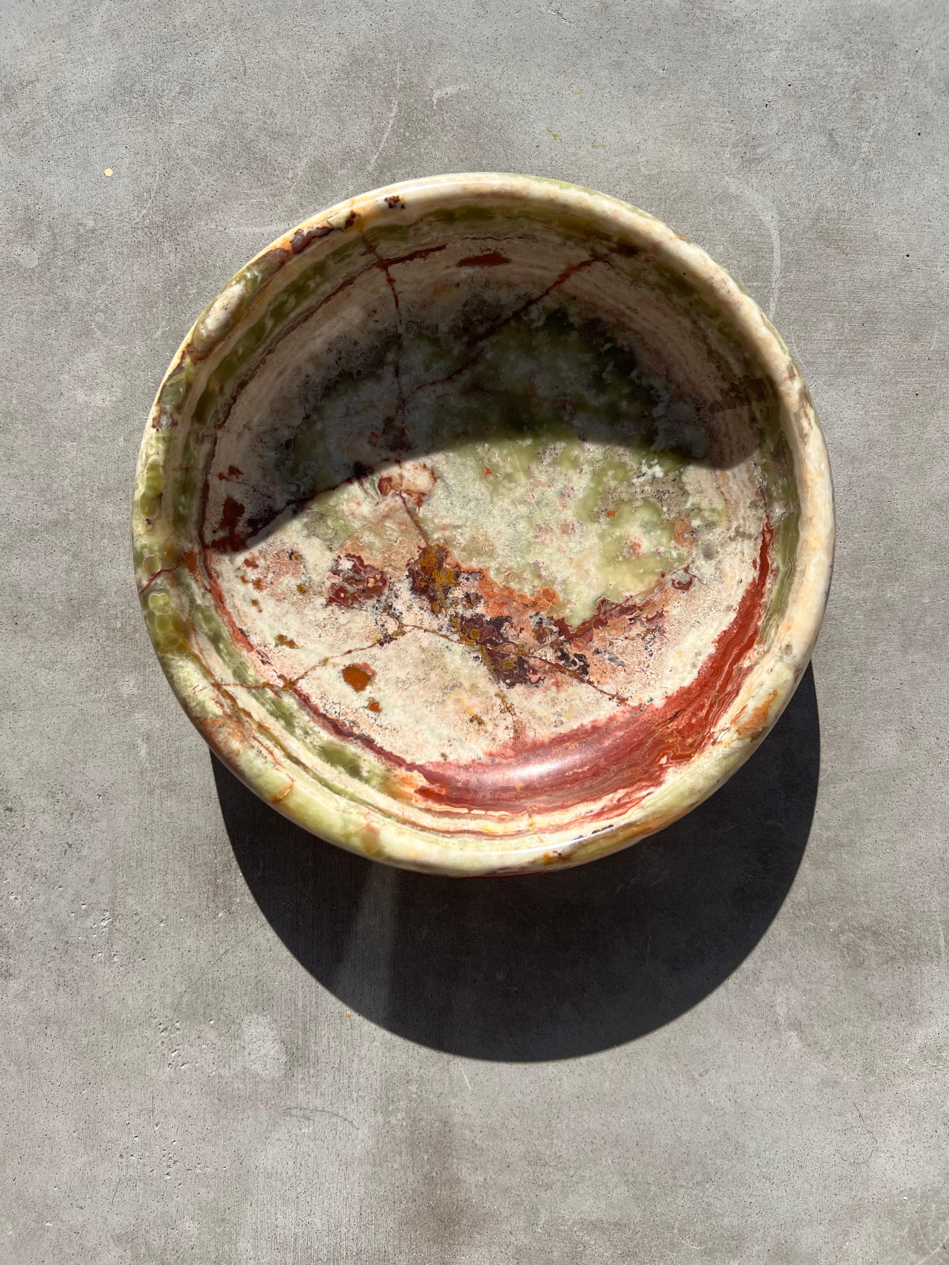 Large Vintage Italian marble onyx fruit bowl / catchall, 1960s 5