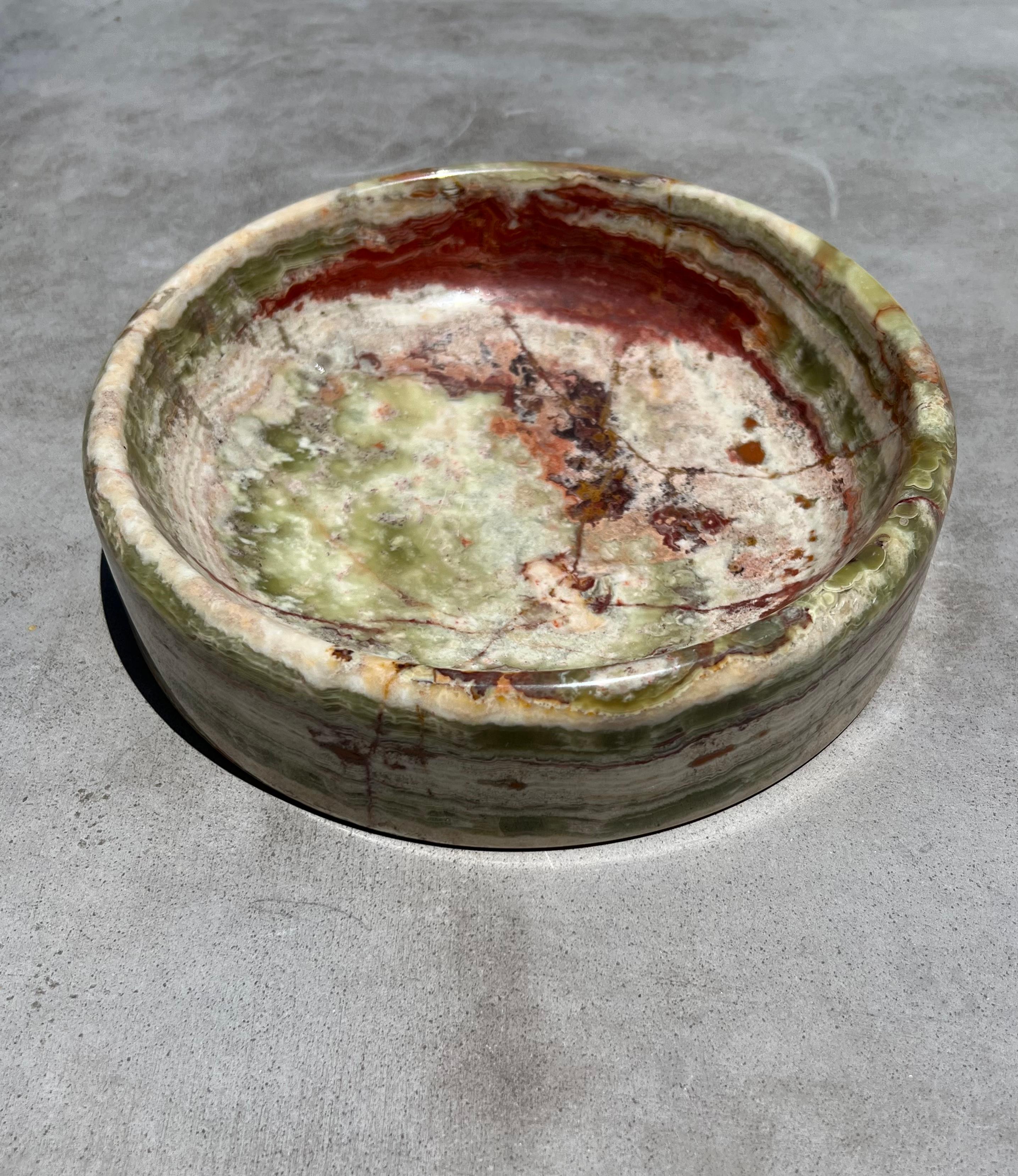 Large Vintage Italian marble onyx fruit bowl / catchall, 1960s 7