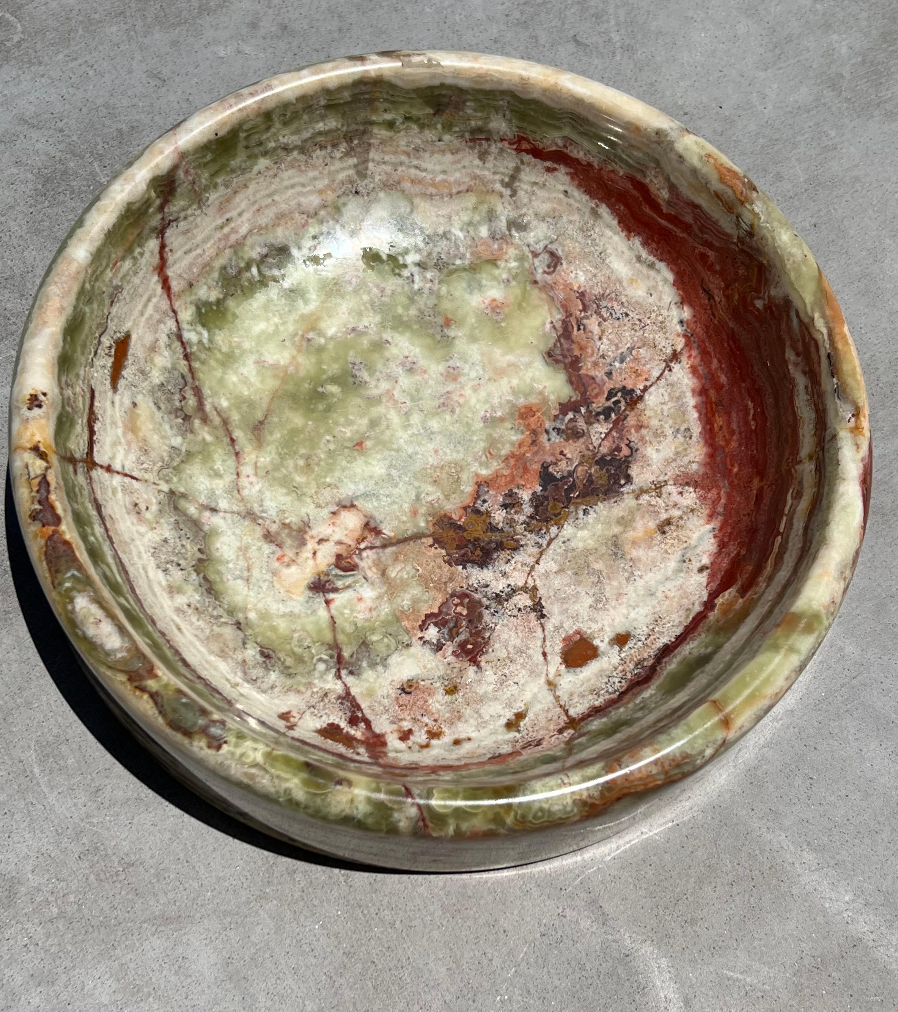 Mid-Century Modern Large Vintage Italian marble onyx fruit bowl / catchall, 1960s