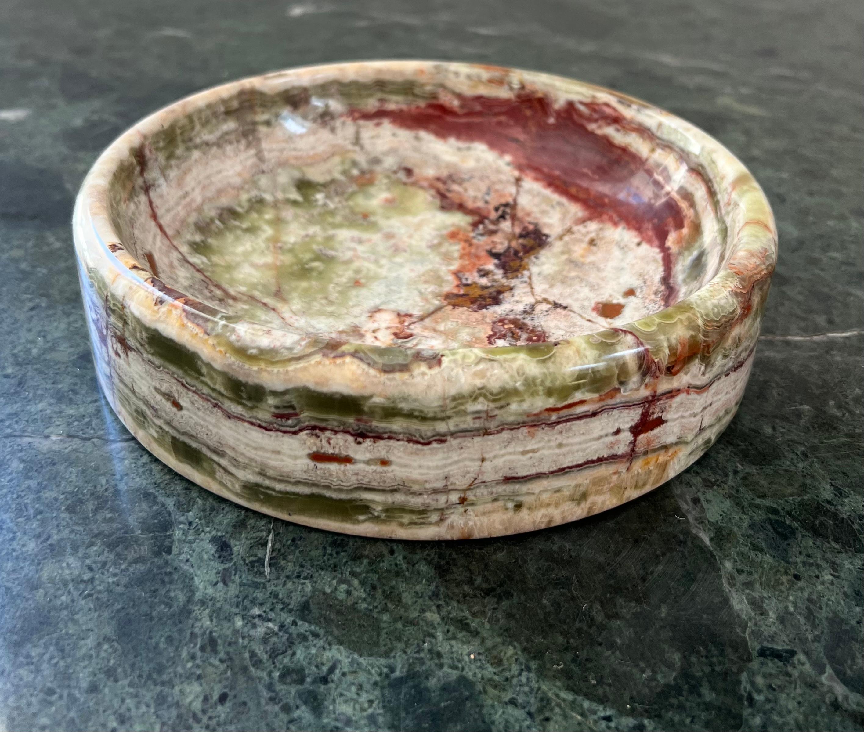 Mid-20th Century Large Vintage Italian marble onyx fruit bowl / catchall, 1960s