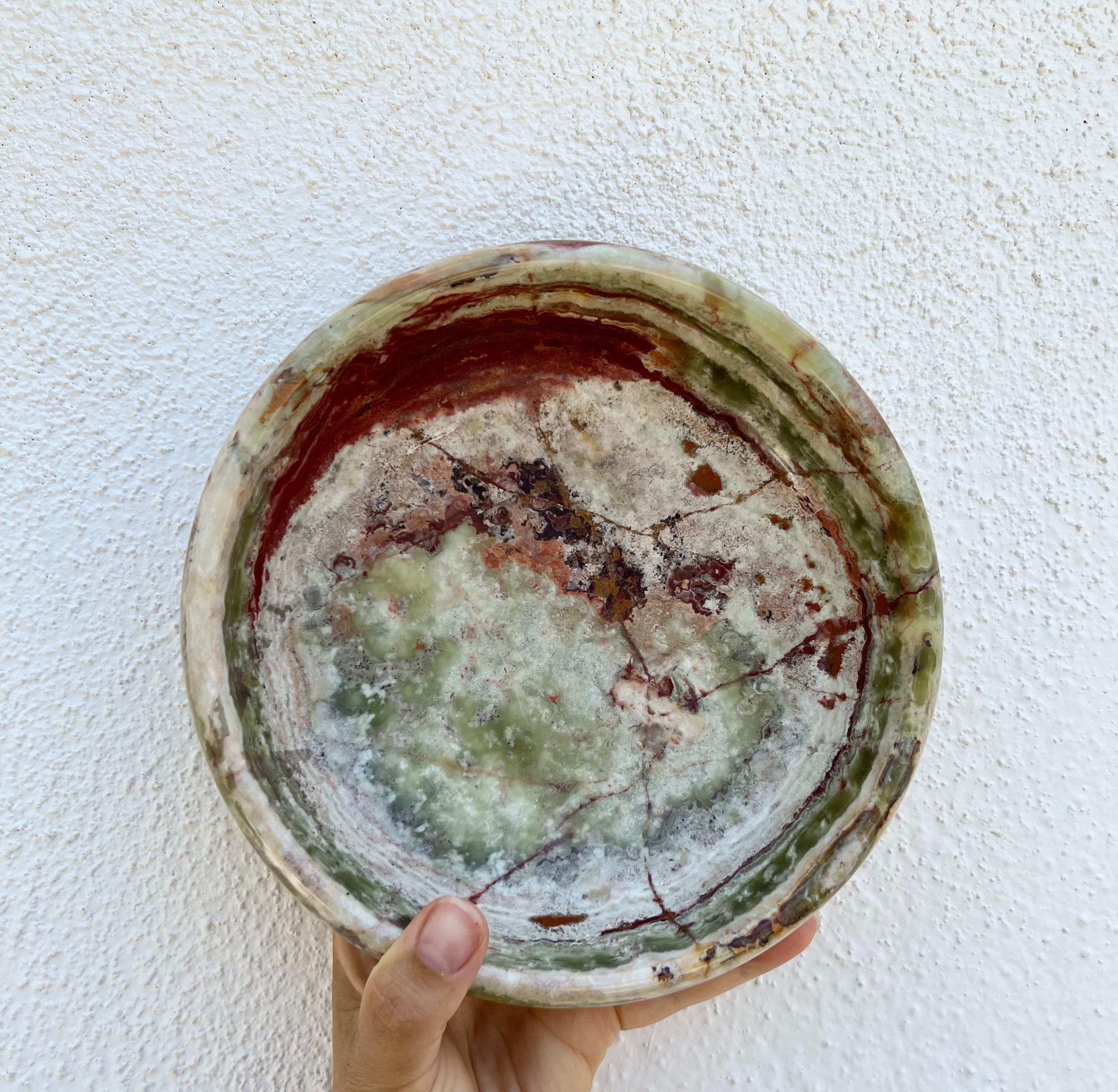 Large Vintage Italian marble onyx fruit bowl / catchall, 1960s 1