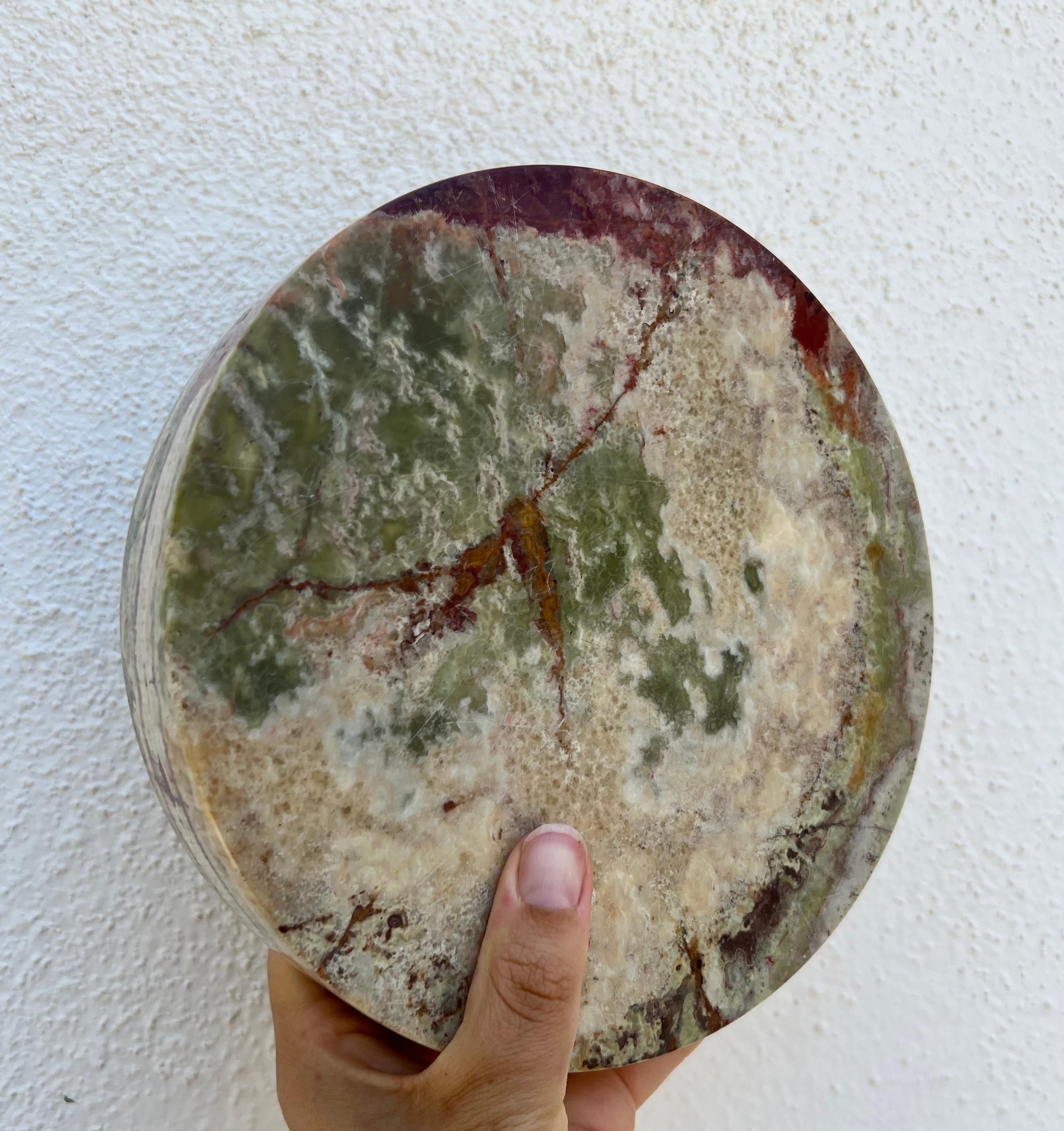 Large Vintage Italian marble onyx fruit bowl / catchall, 1960s 3