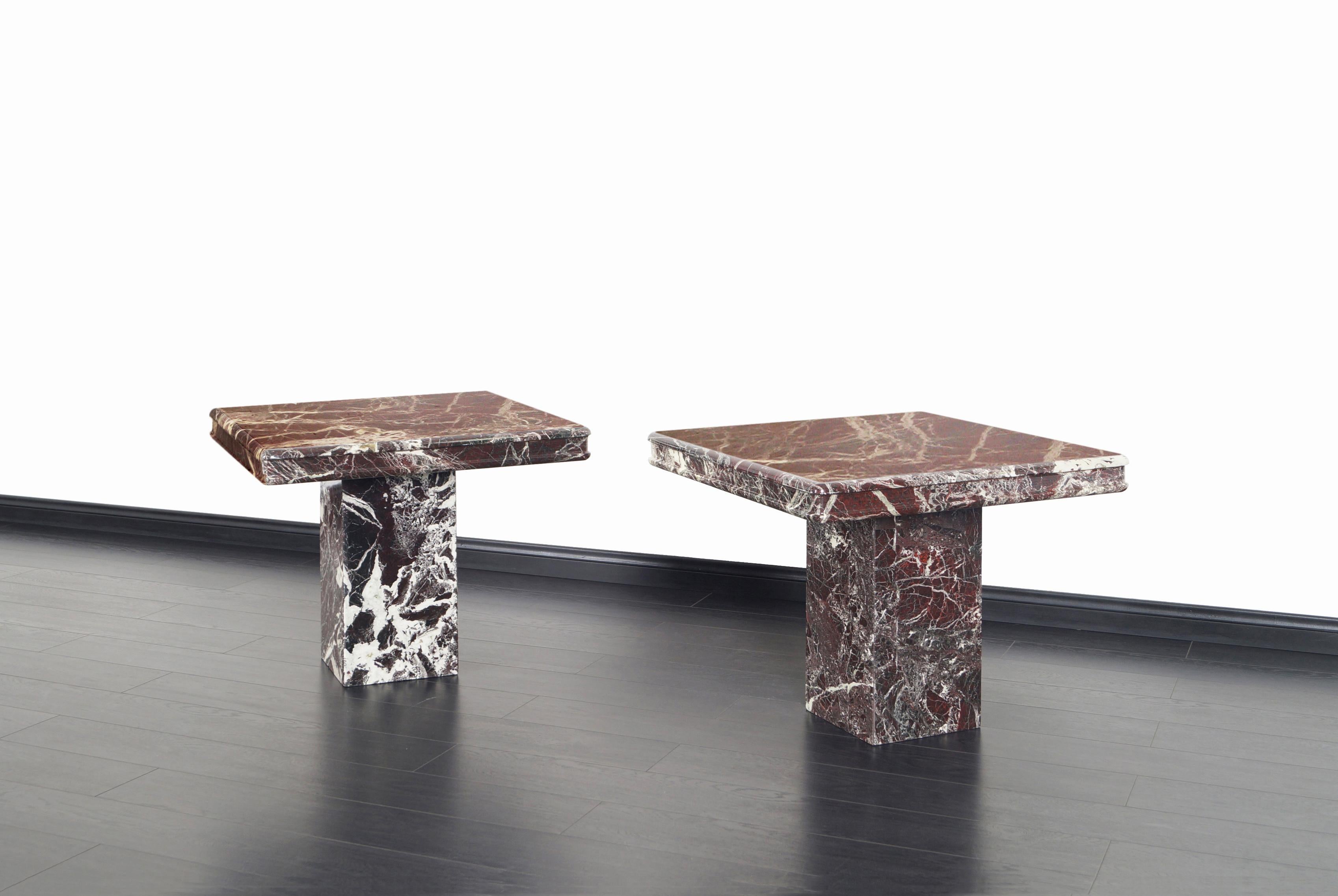 Mid-Century Modern Vintage Italian Marble Side Tables