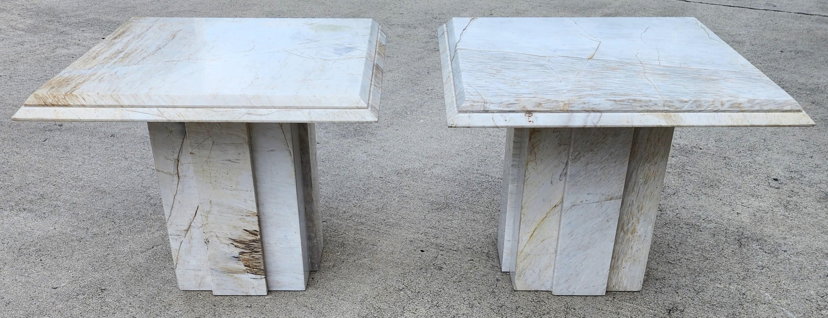 Vintage Italienische Marmor Beistelltische Paar (Moderne der Mitte des Jahrhunderts) im Angebot
