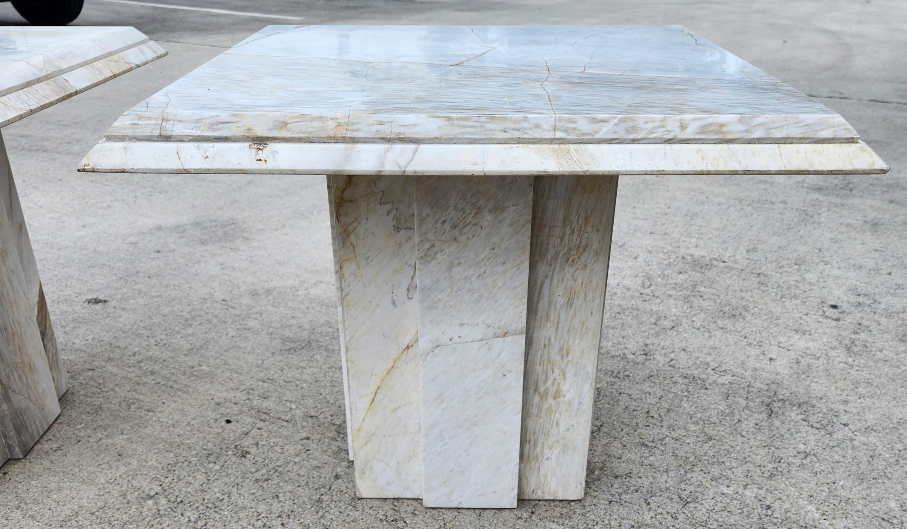 Vintage Italienische Marmor Beistelltische Paar im Zustand „Gut“ im Angebot in Lake Worth, FL