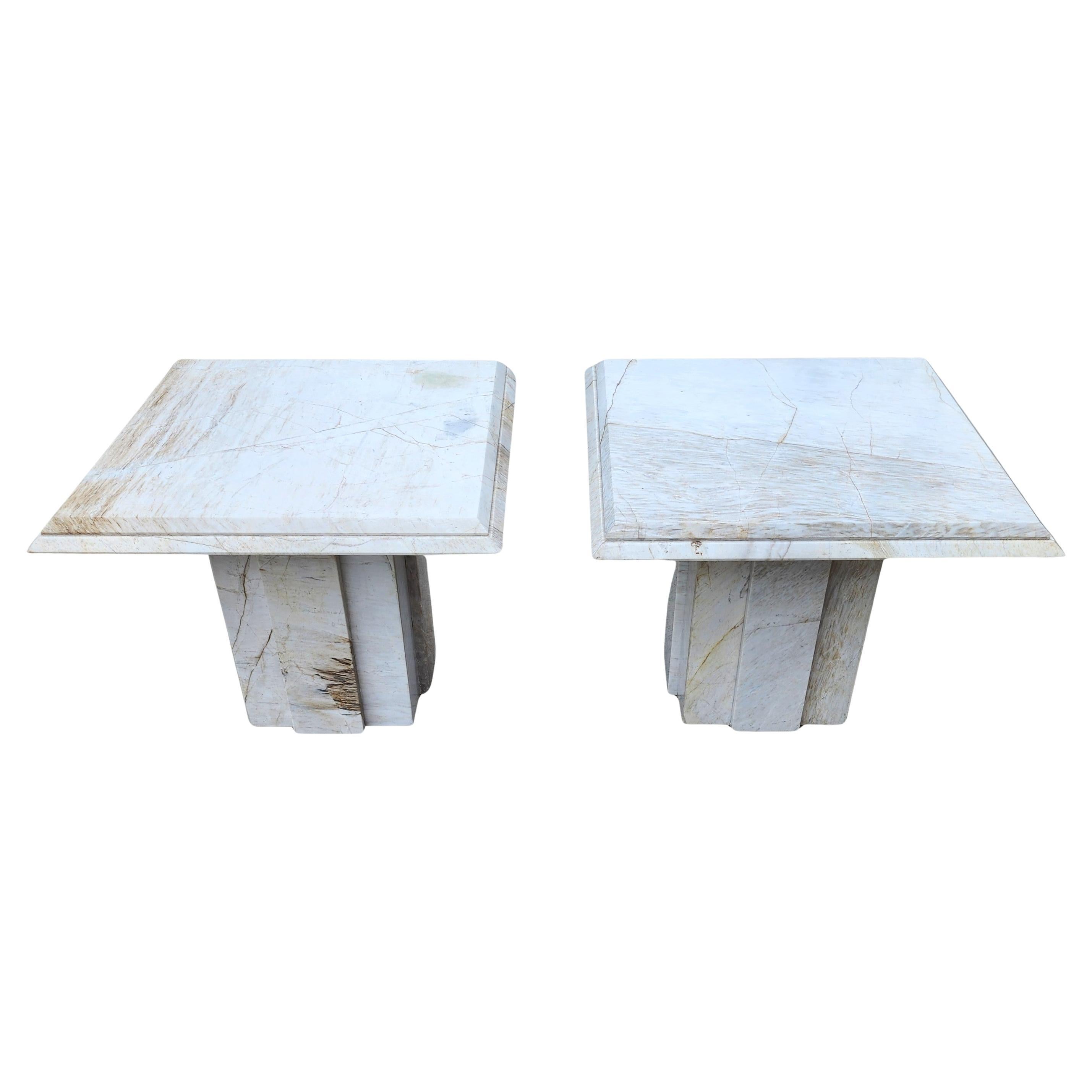 Vintage Italienische Marmor Beistelltische Paar