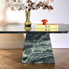 Vintage Italian Marble Table with Conical Pedestal Base, circa 1970