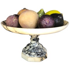 Vintage Italian Marble Tazza with Carved Fruit