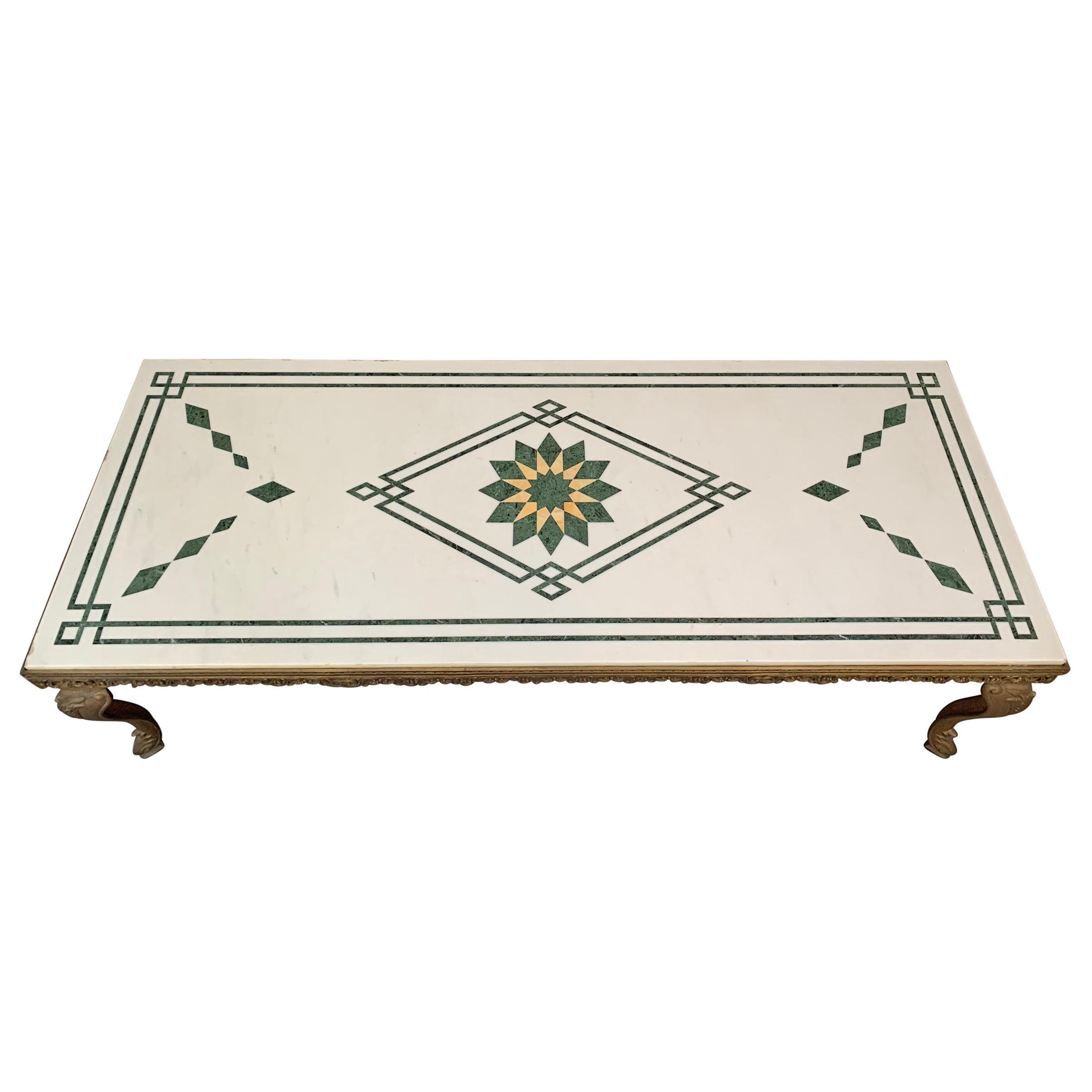 Mid-Century Modern Vintage Italian Marble Top Low Table