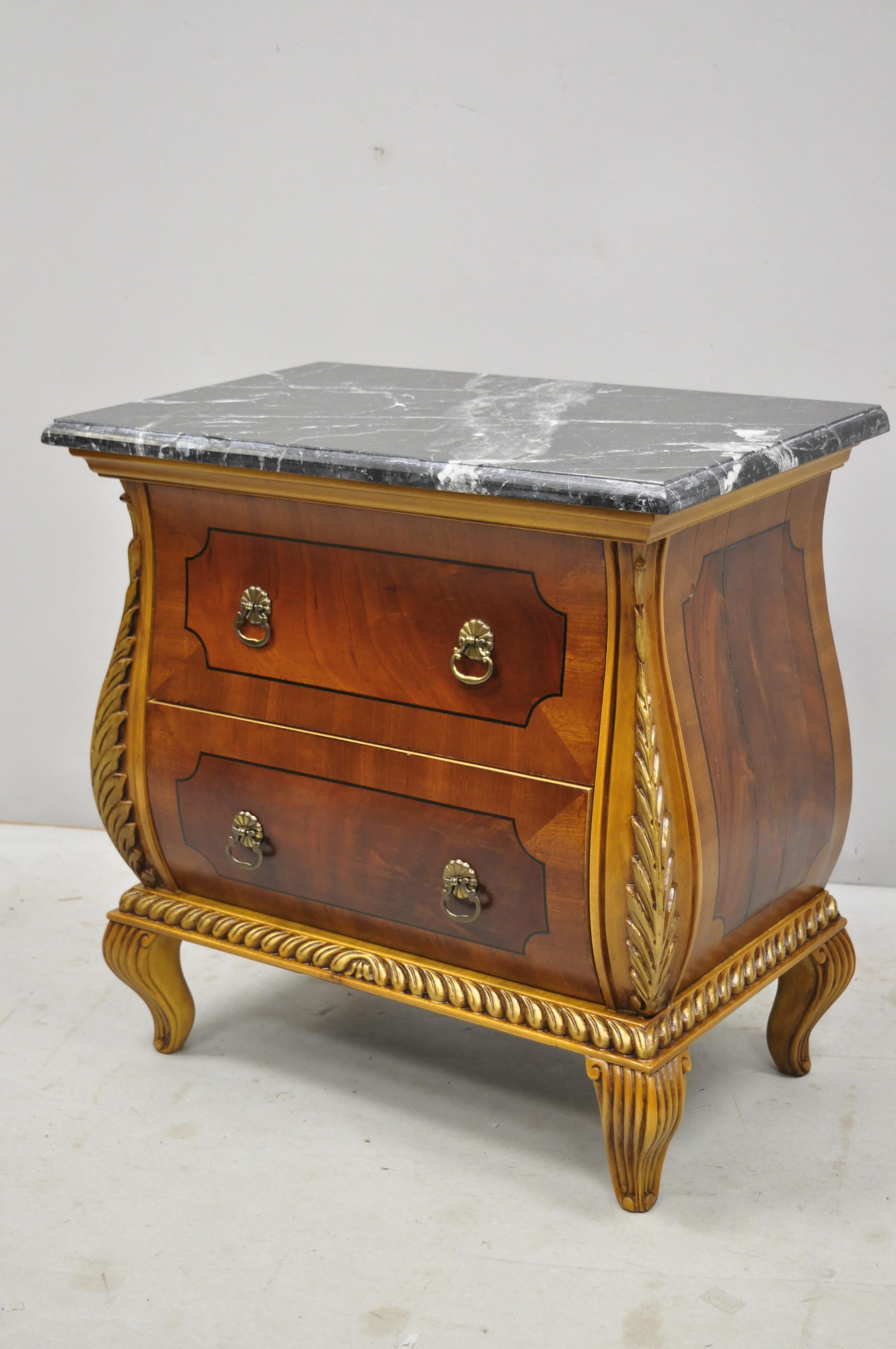 Vintage Italian Marble Top Small French Louis XV Style Bombe Commode Chest 7